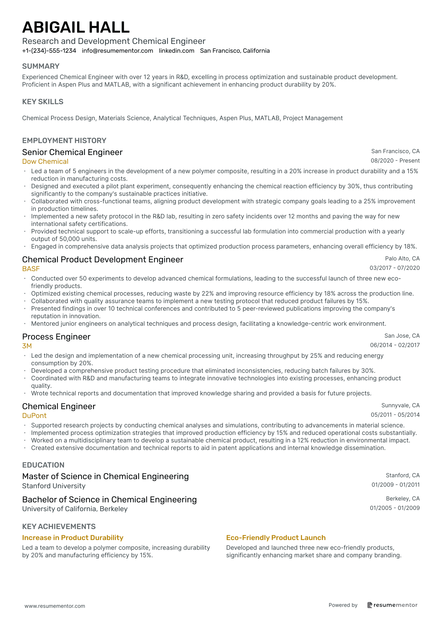 Research and Development Chemical Engineer