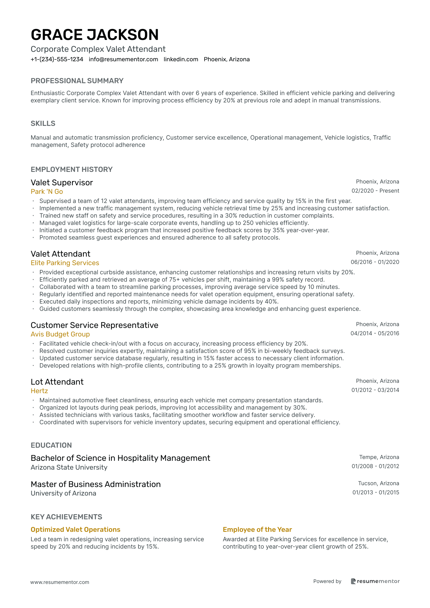 Corporate Complex Valet Attendant