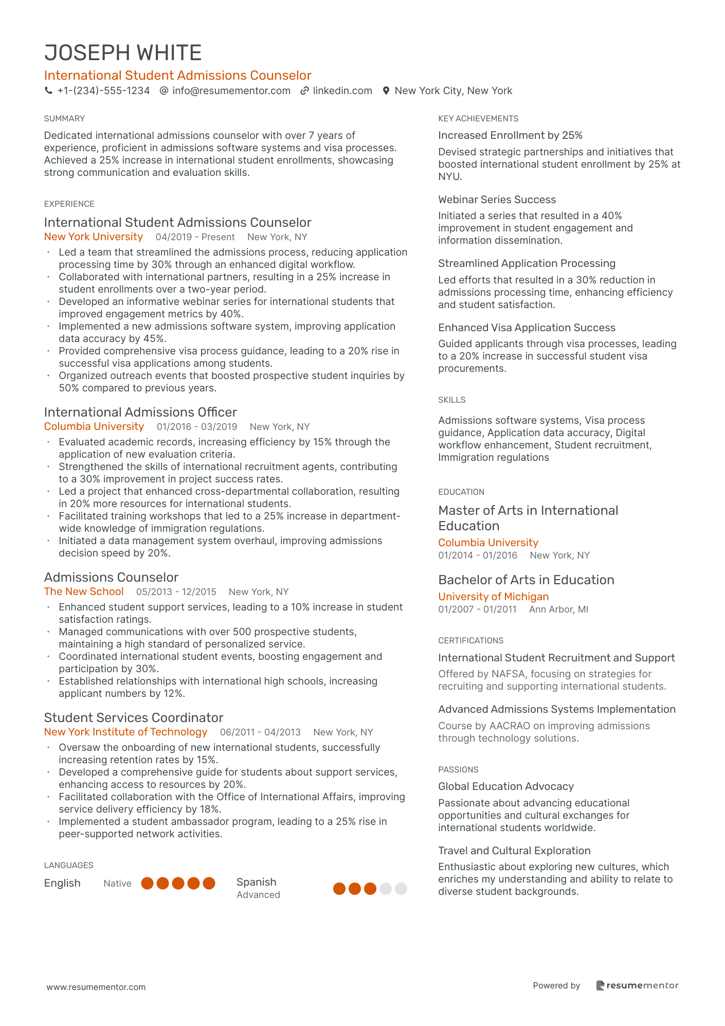 International Student Admissions Counselor