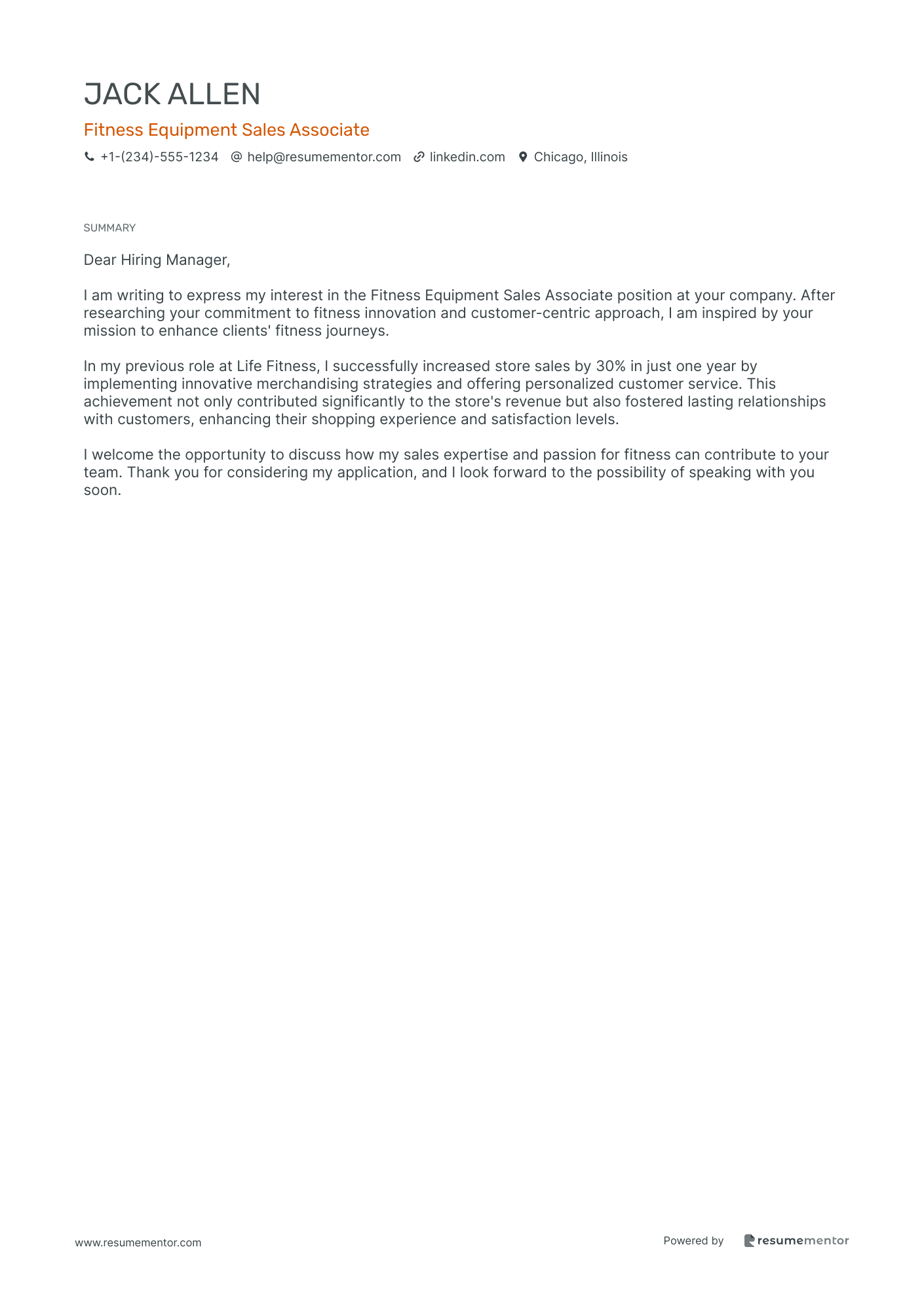 Fitness Equipment Sales Associate