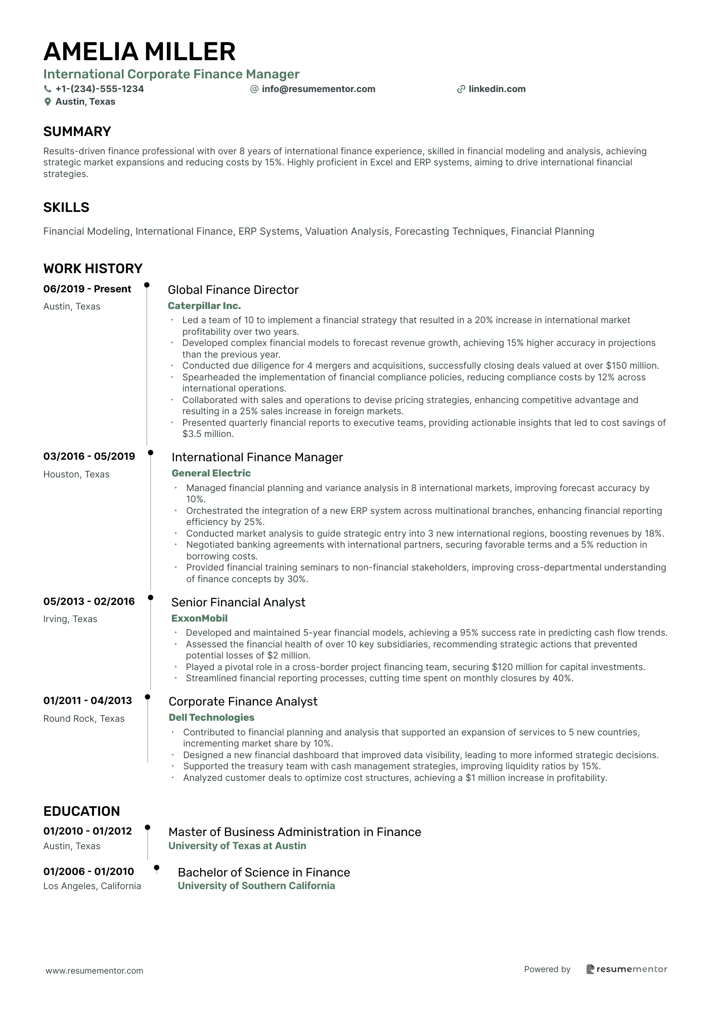 International Corporate Finance Manager