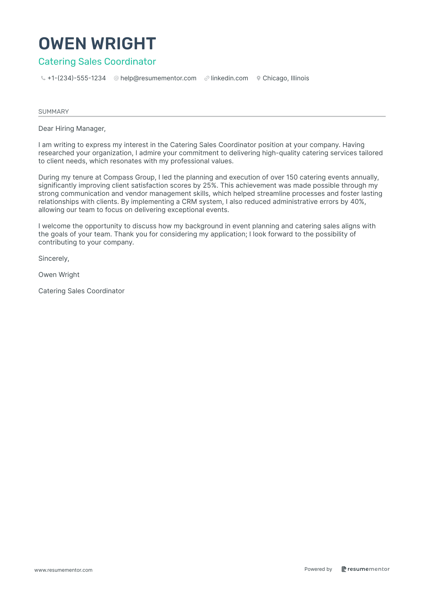 Catering Sales Coordinator