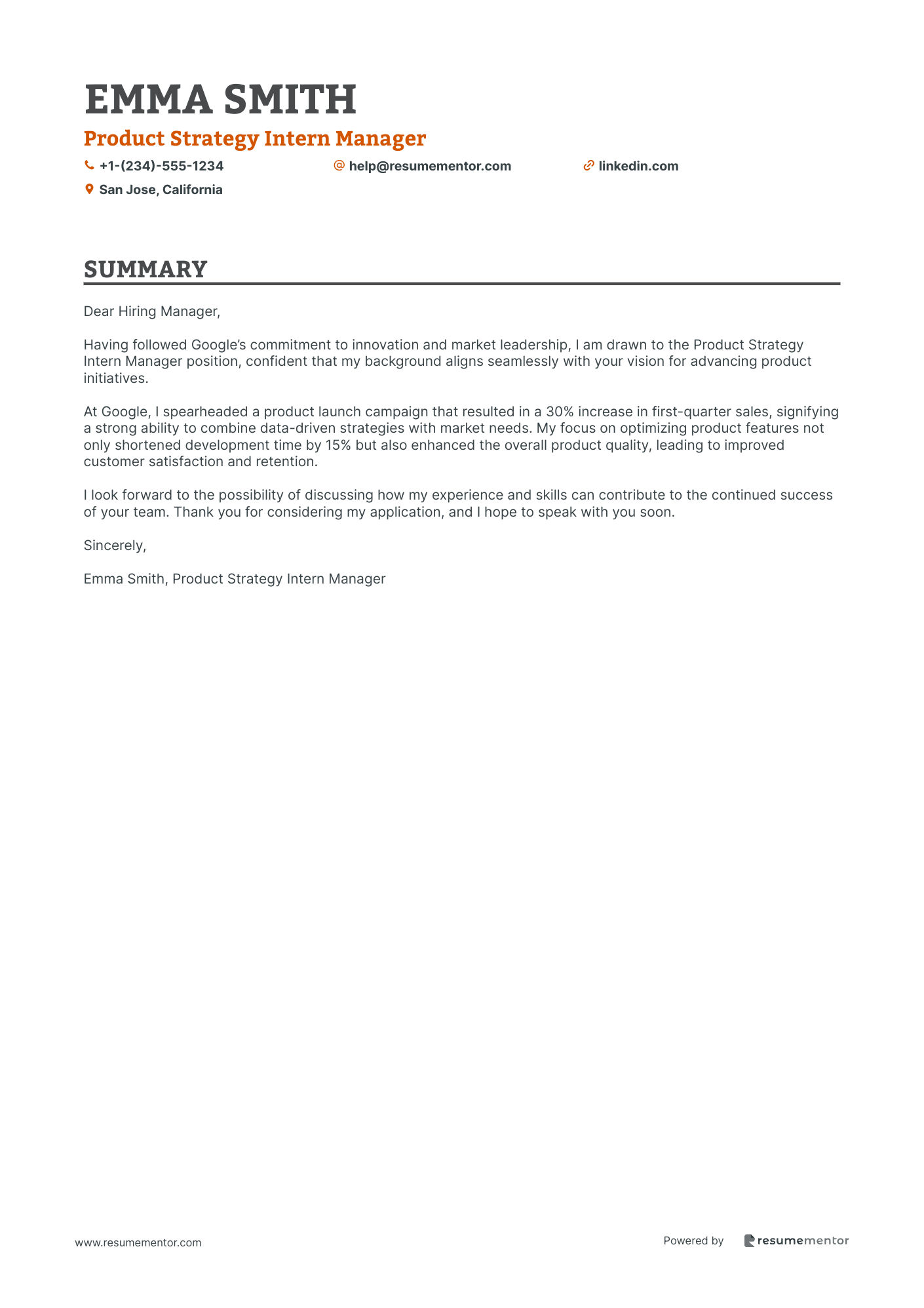 Product Strategy Intern Manager