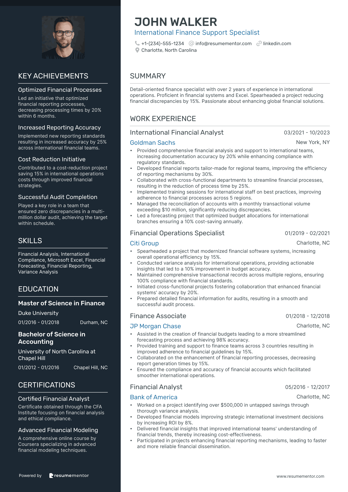 International Finance Support Specialist