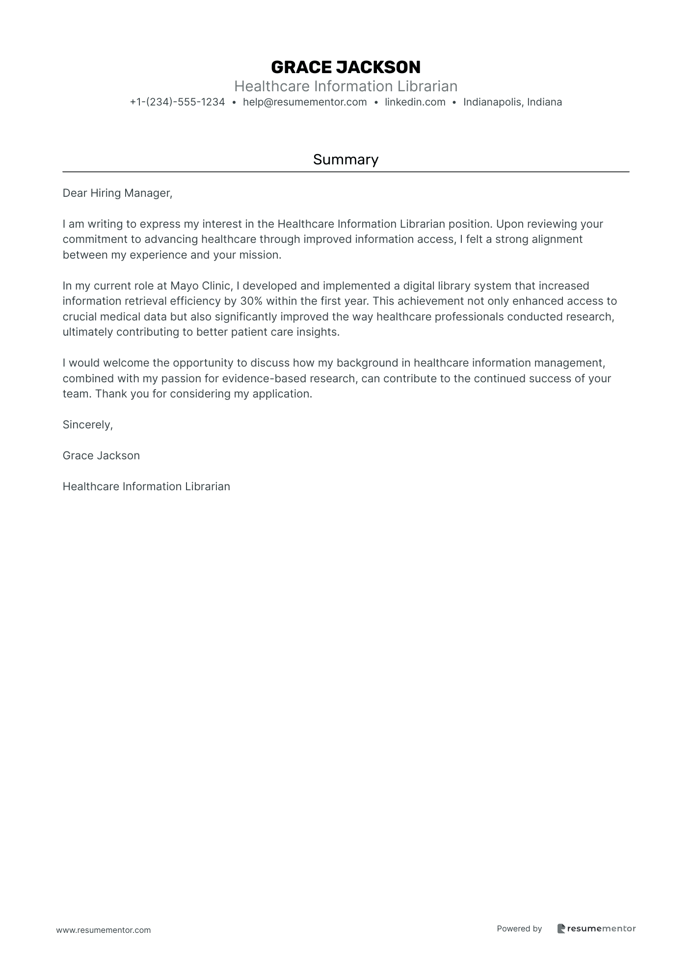 Healthcare Information Librarian