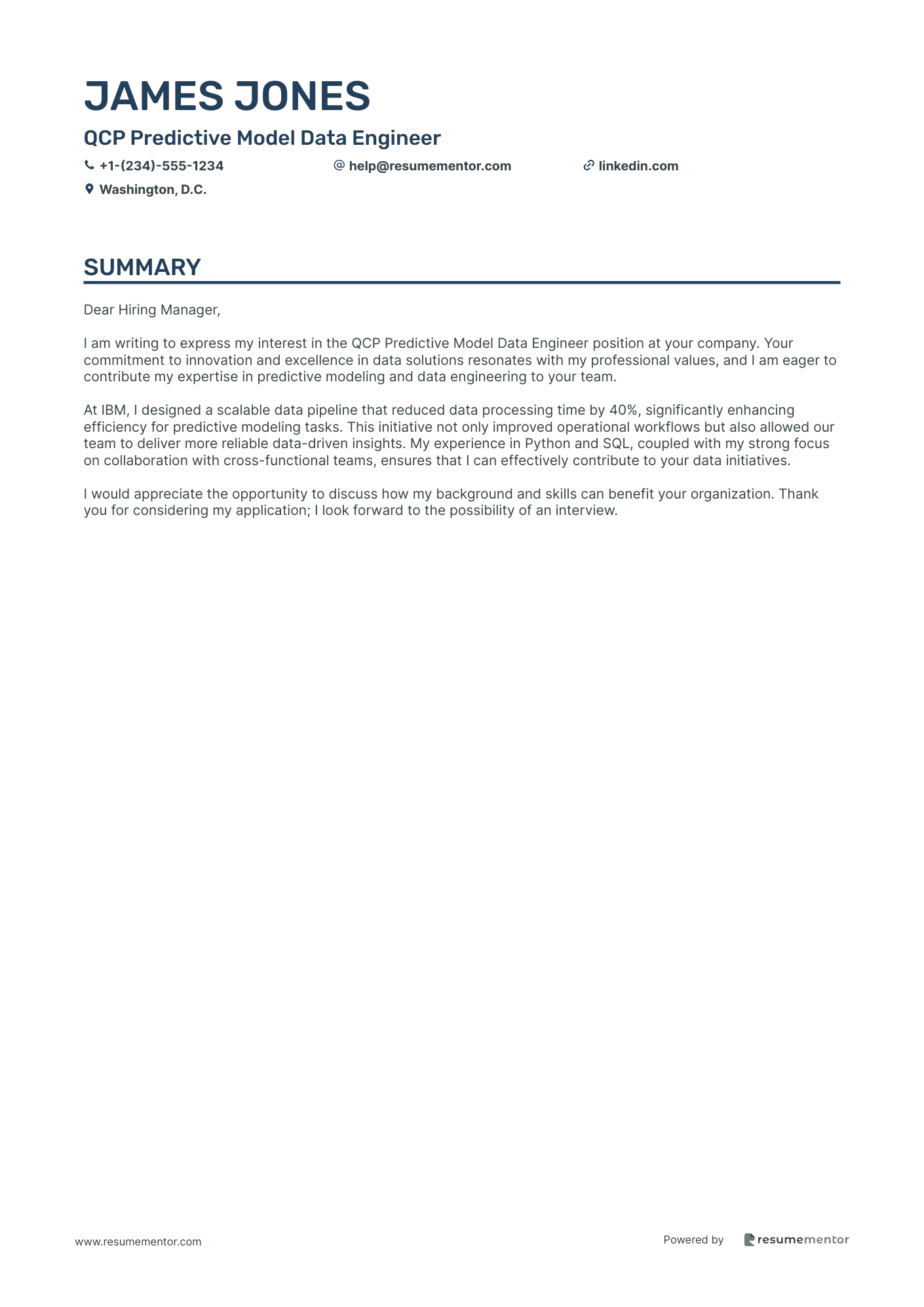 QCP Predictive Model Data Engineer
