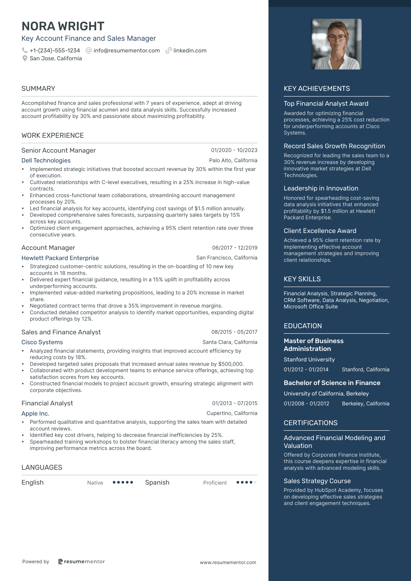 Key Account Finance and Sales Manager
