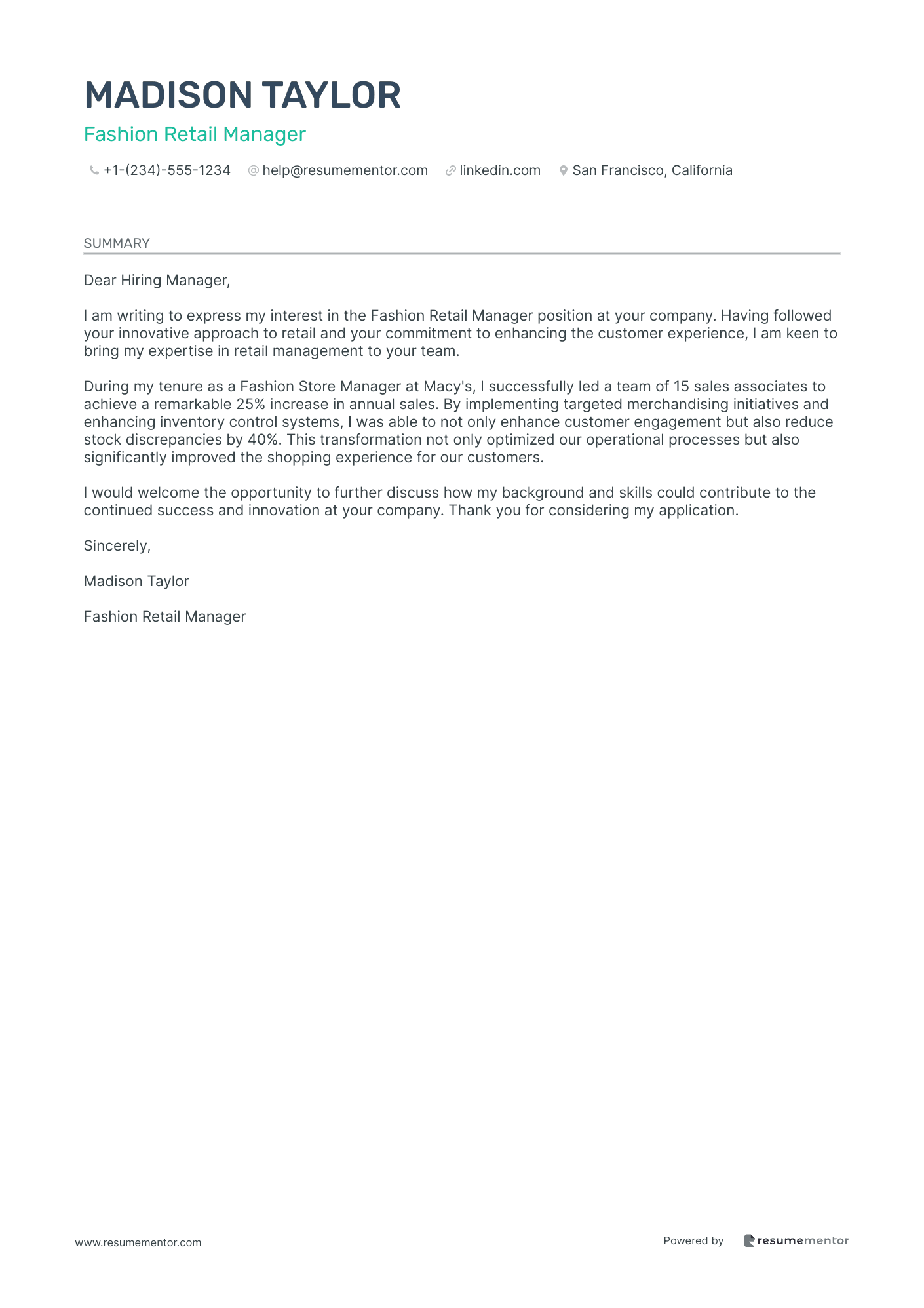 Fashion Retail Manager