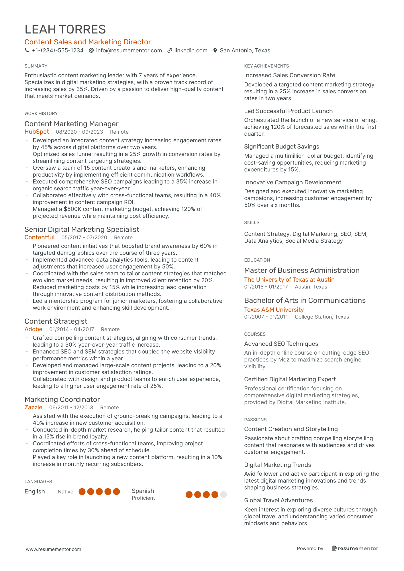 Content Sales and Marketing Director