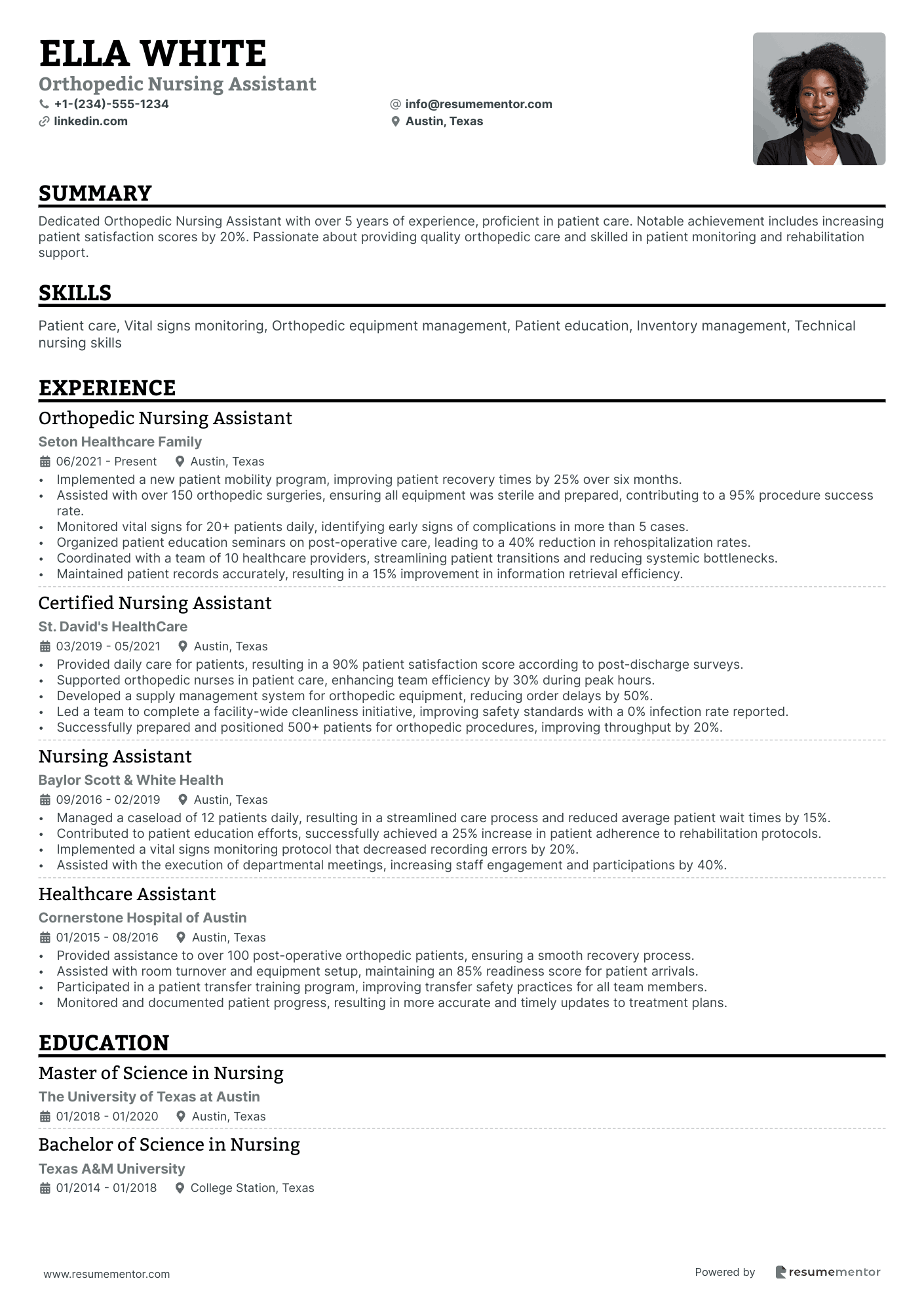 Orthopedic Nursing Assistant