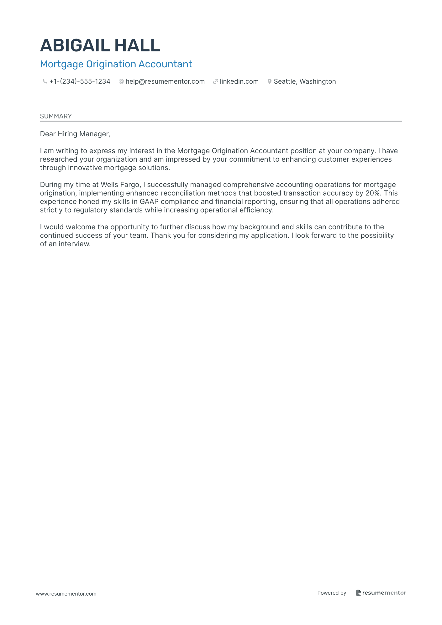 Mortgage Origination Accountant