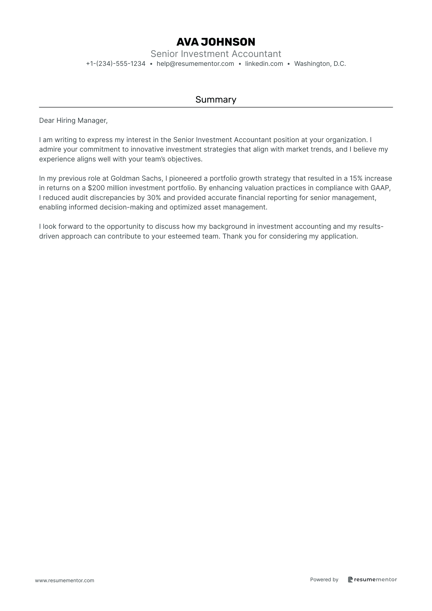 Senior Investment Accountant