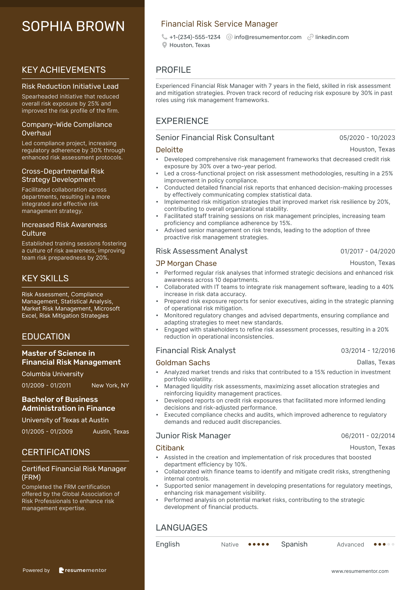 Financial Risk Service Manager