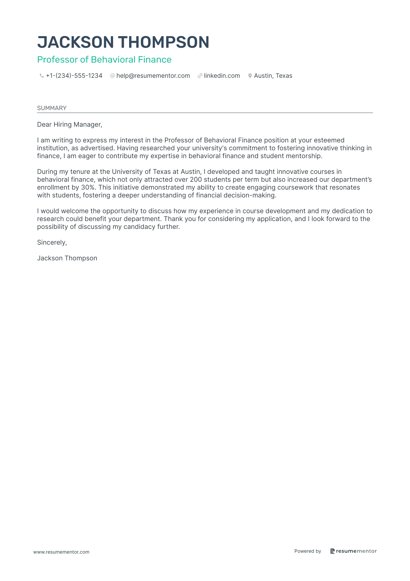 Professor of Behavioral Finance