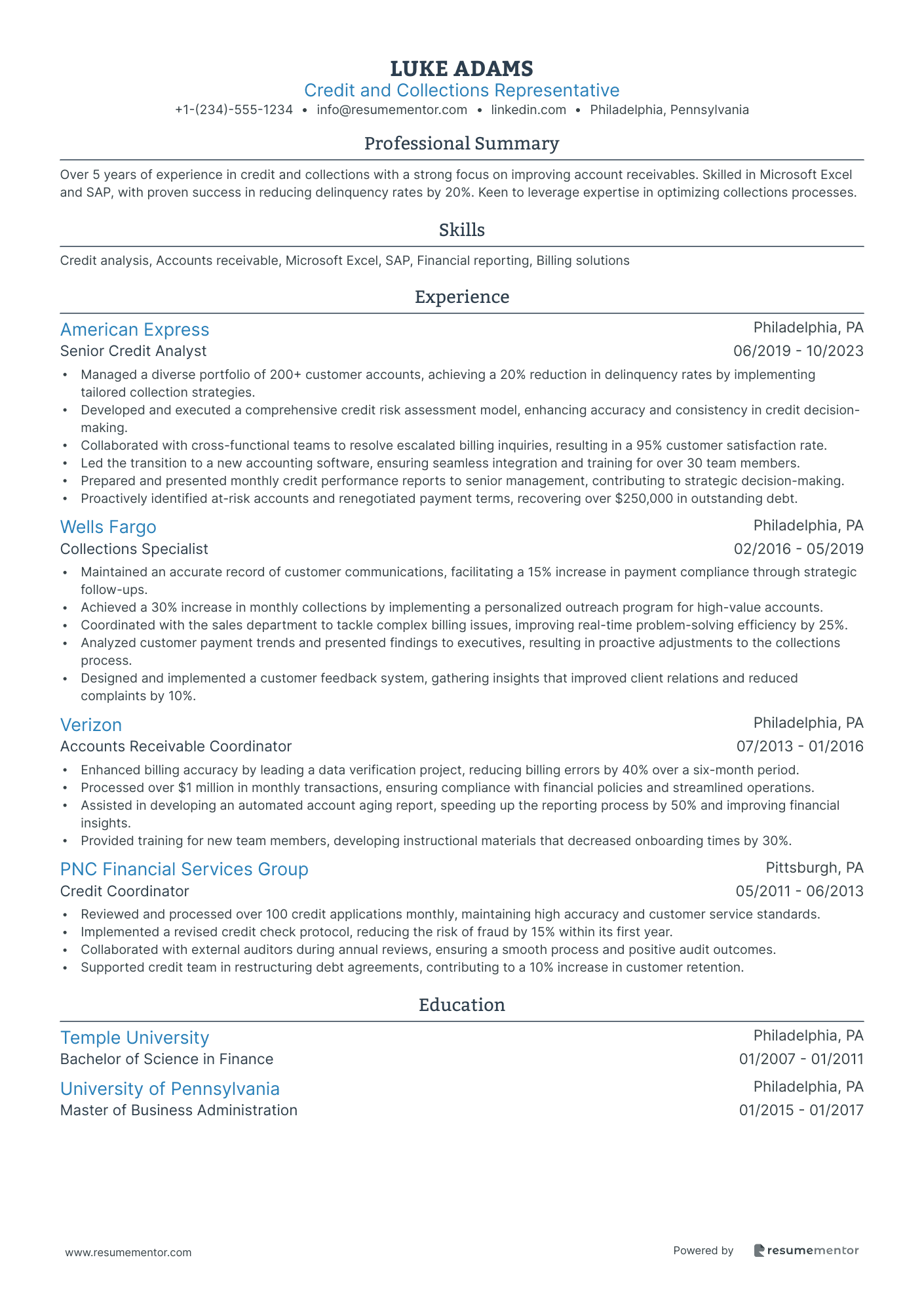 Credit and Collections Representative