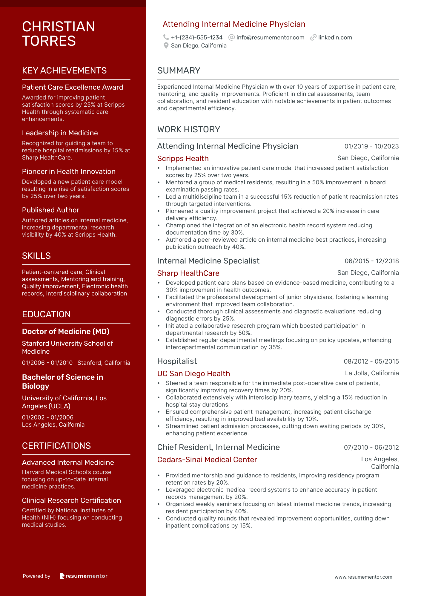 Attending Internal Medicine Physician