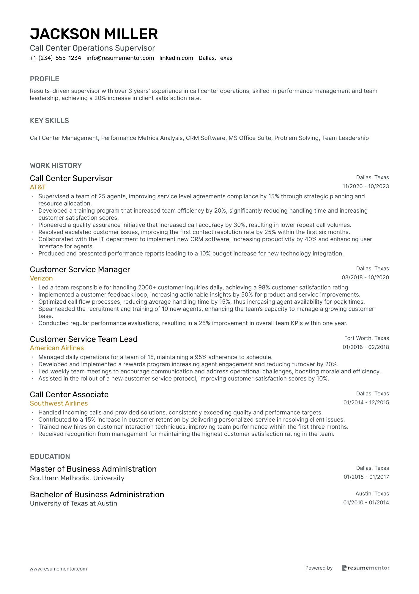 Call Center Operations Supervisor