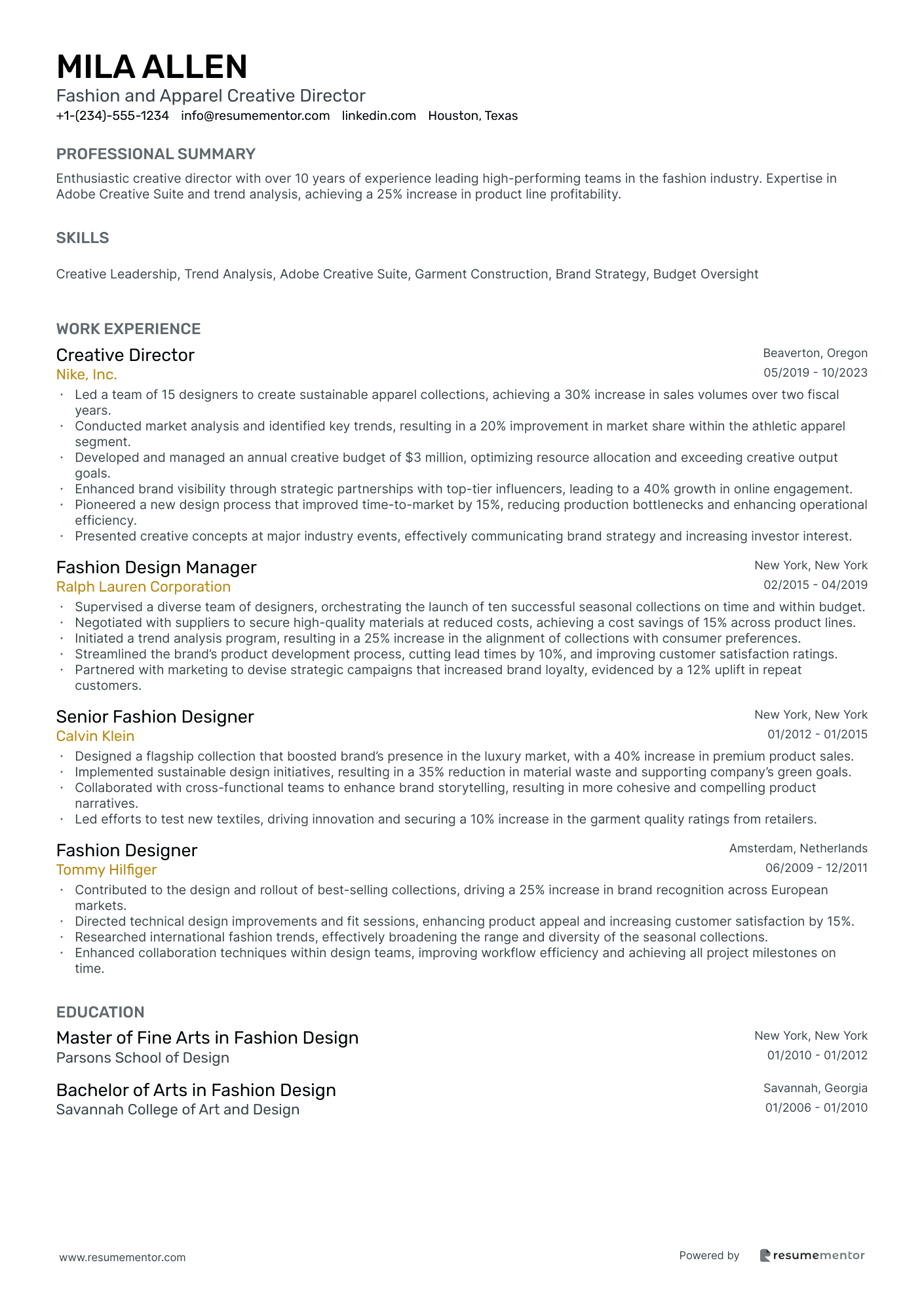 Fashion and Apparel Creative Director