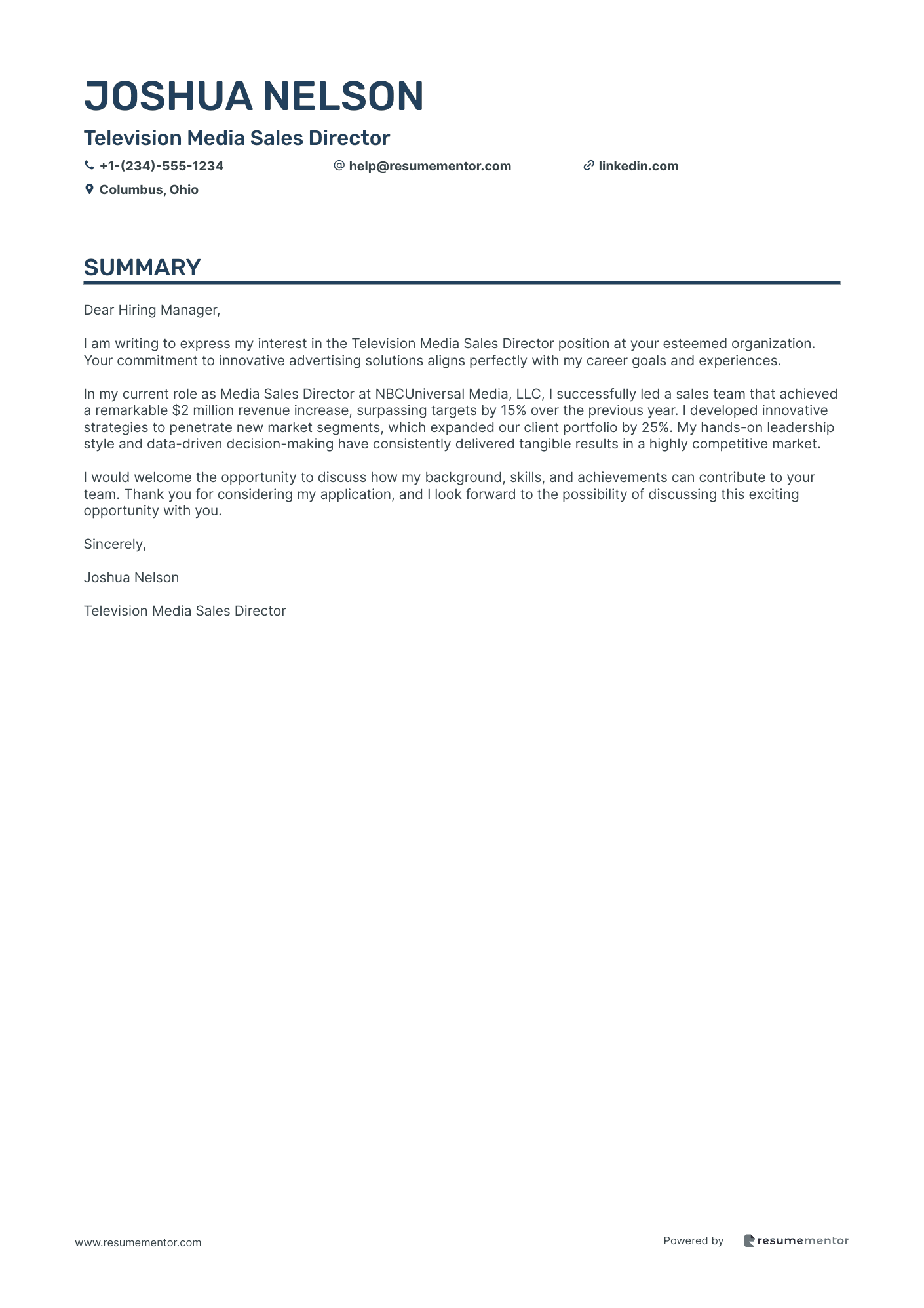Television Media Sales Director