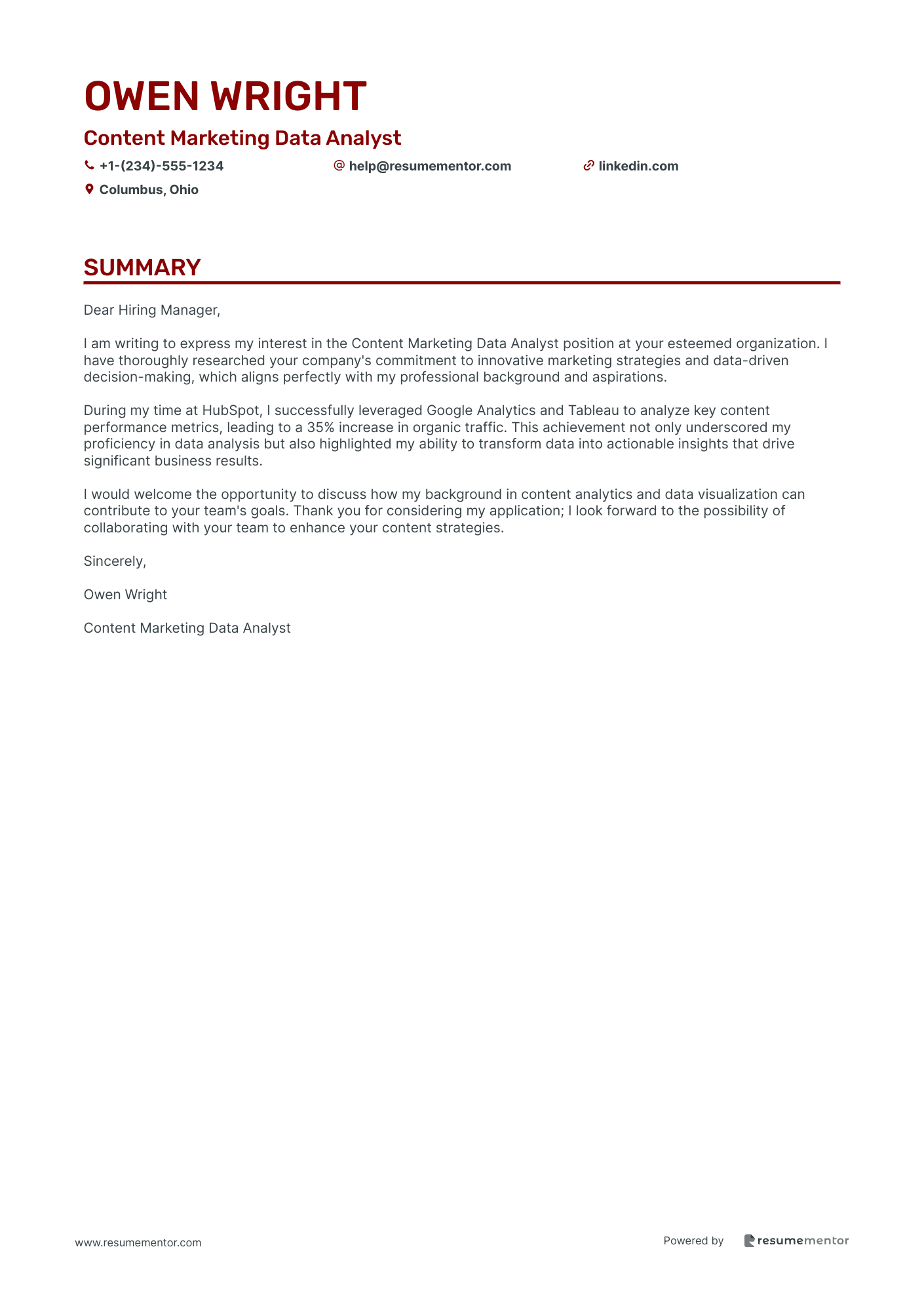 Content Marketing Data Analyst