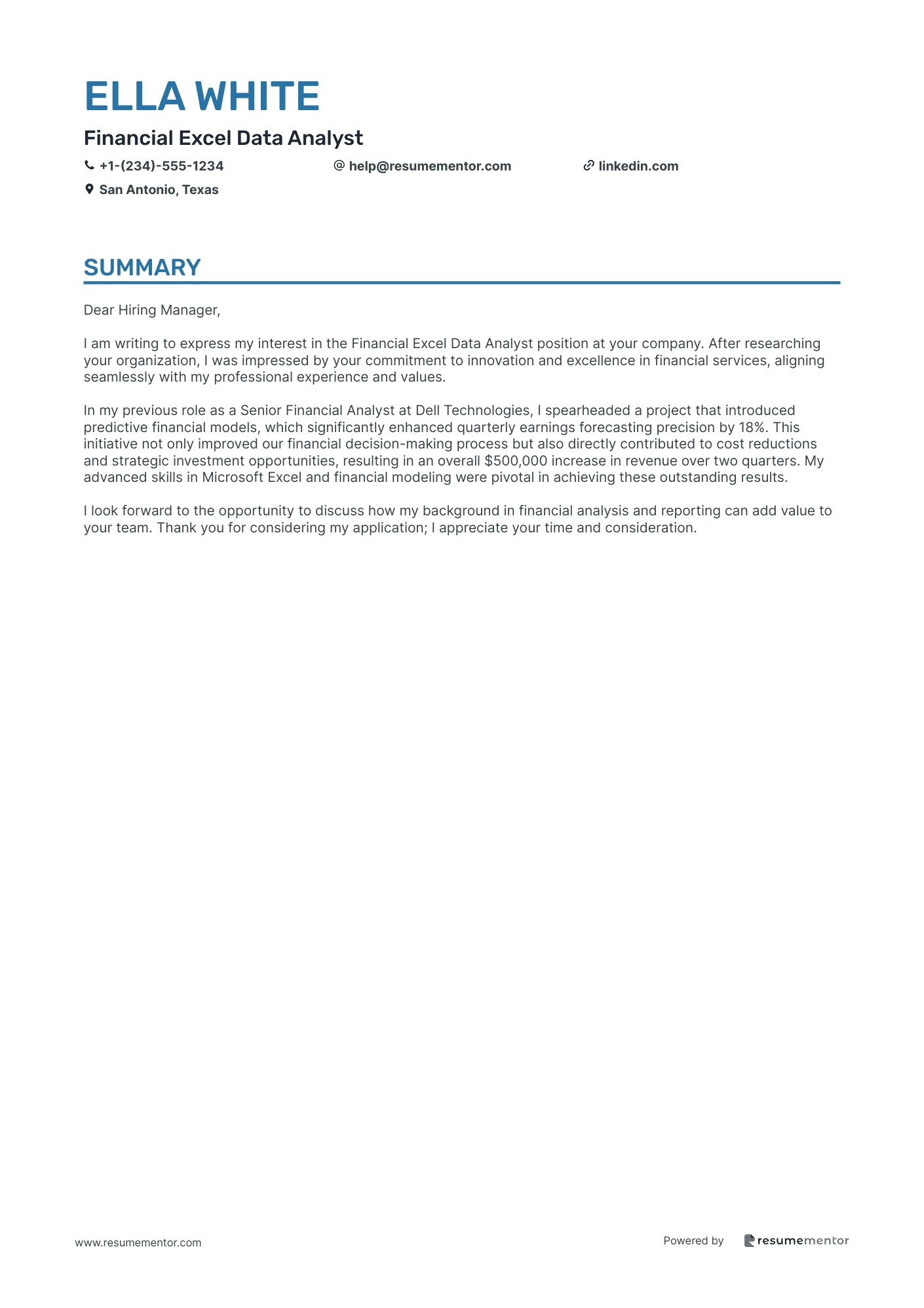 Financial Excel Data Analyst