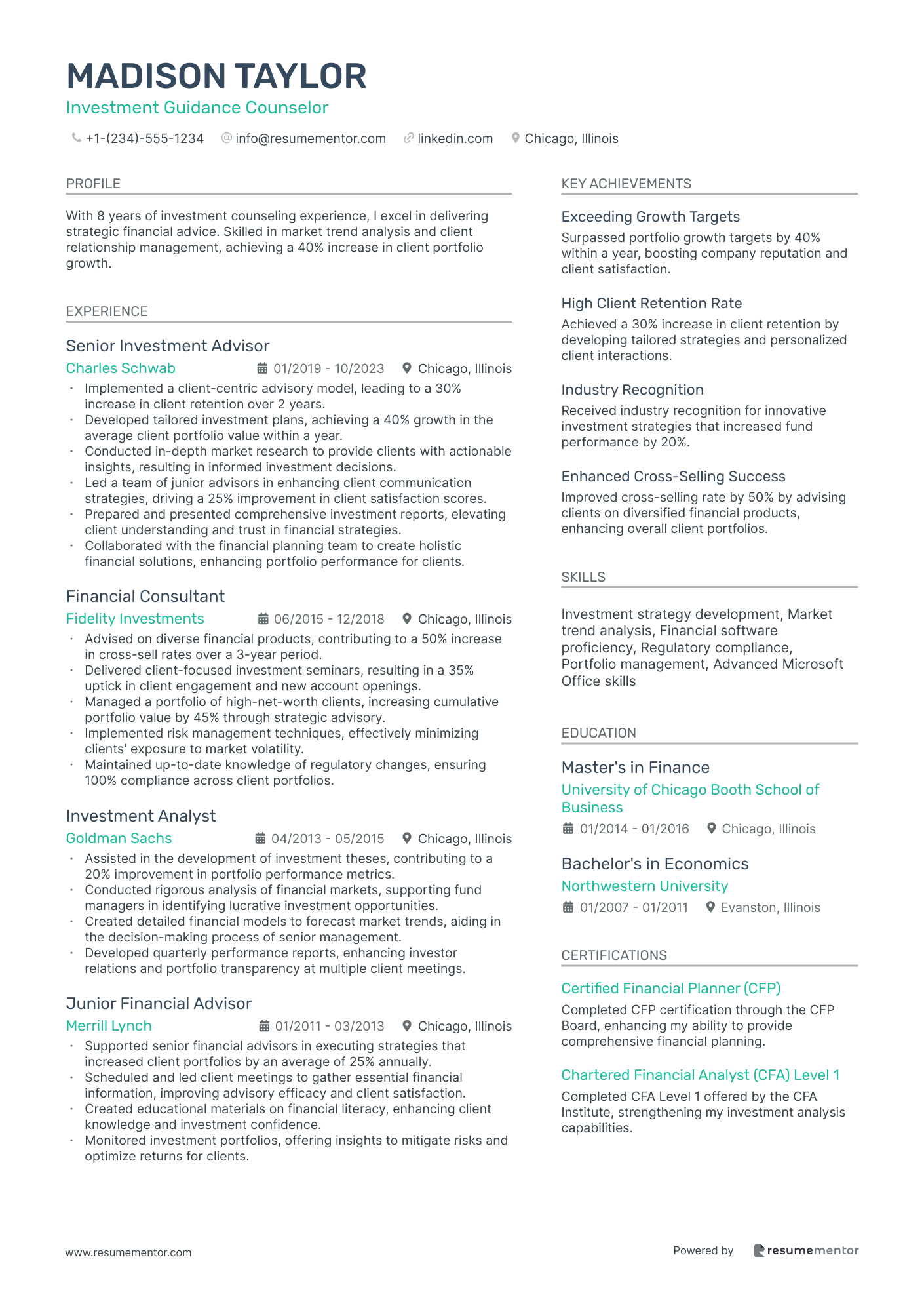 Investment Guidance Counselor