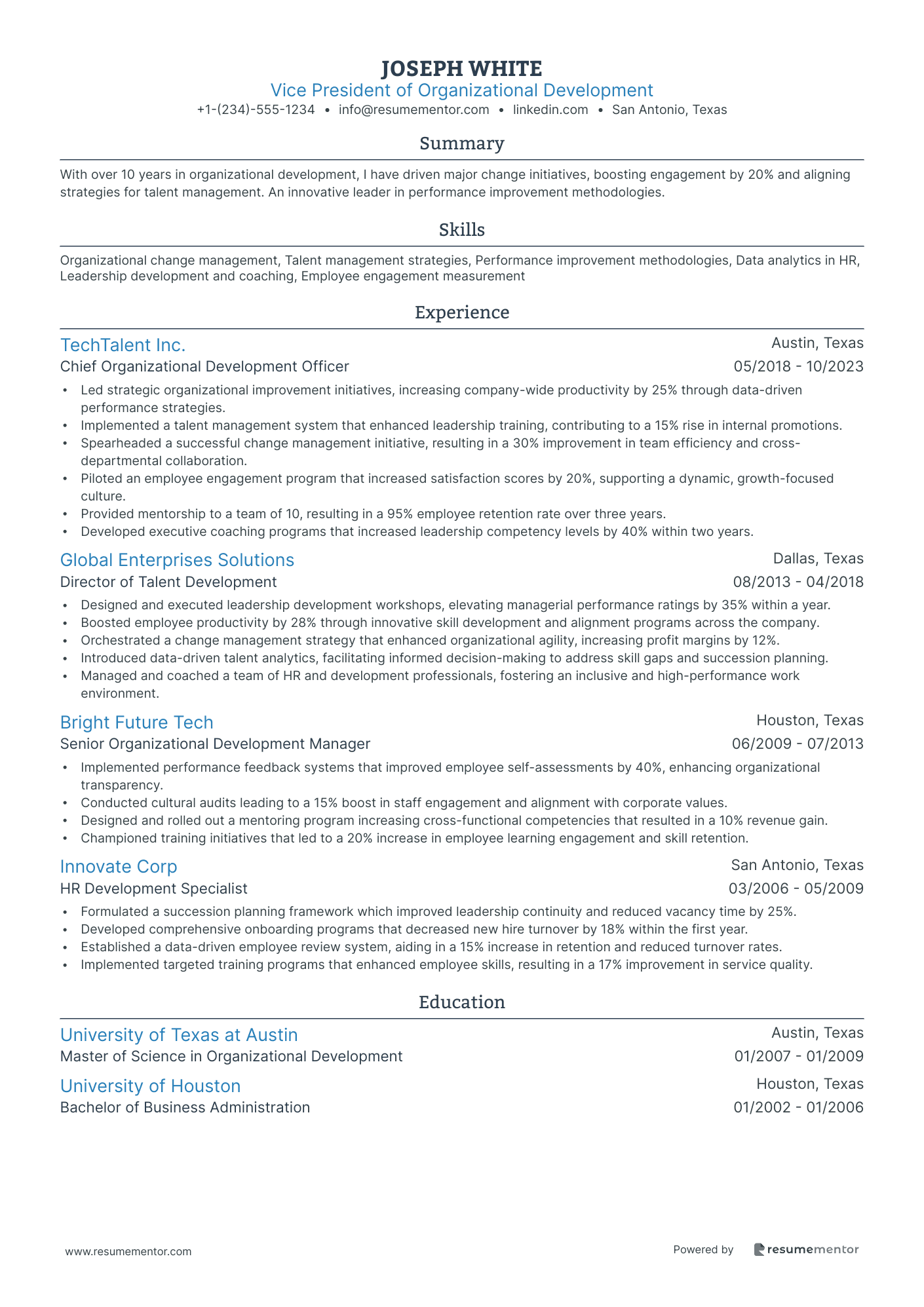 Vice President of Organizational Development