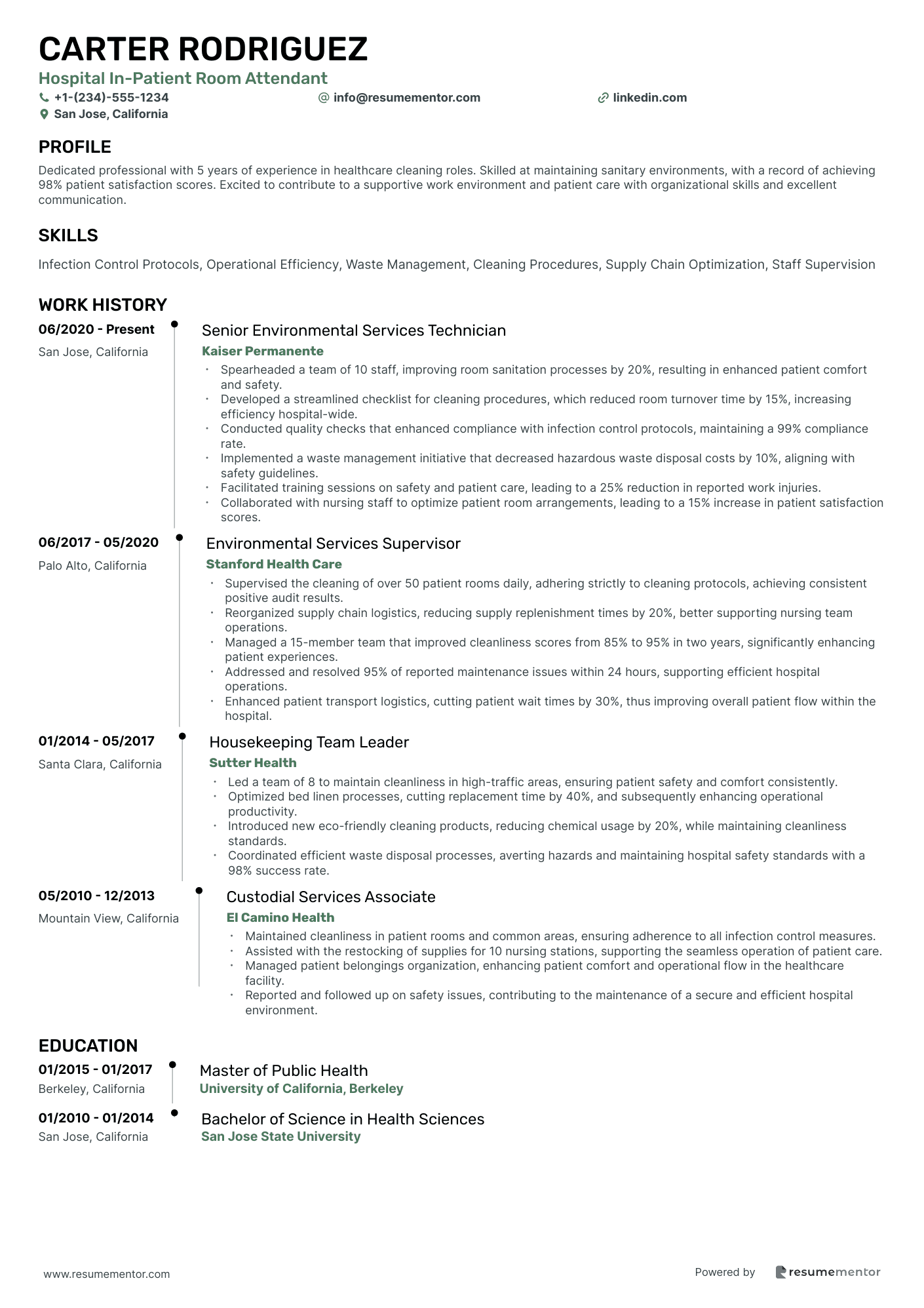 Hospital In Patient Room Attendant