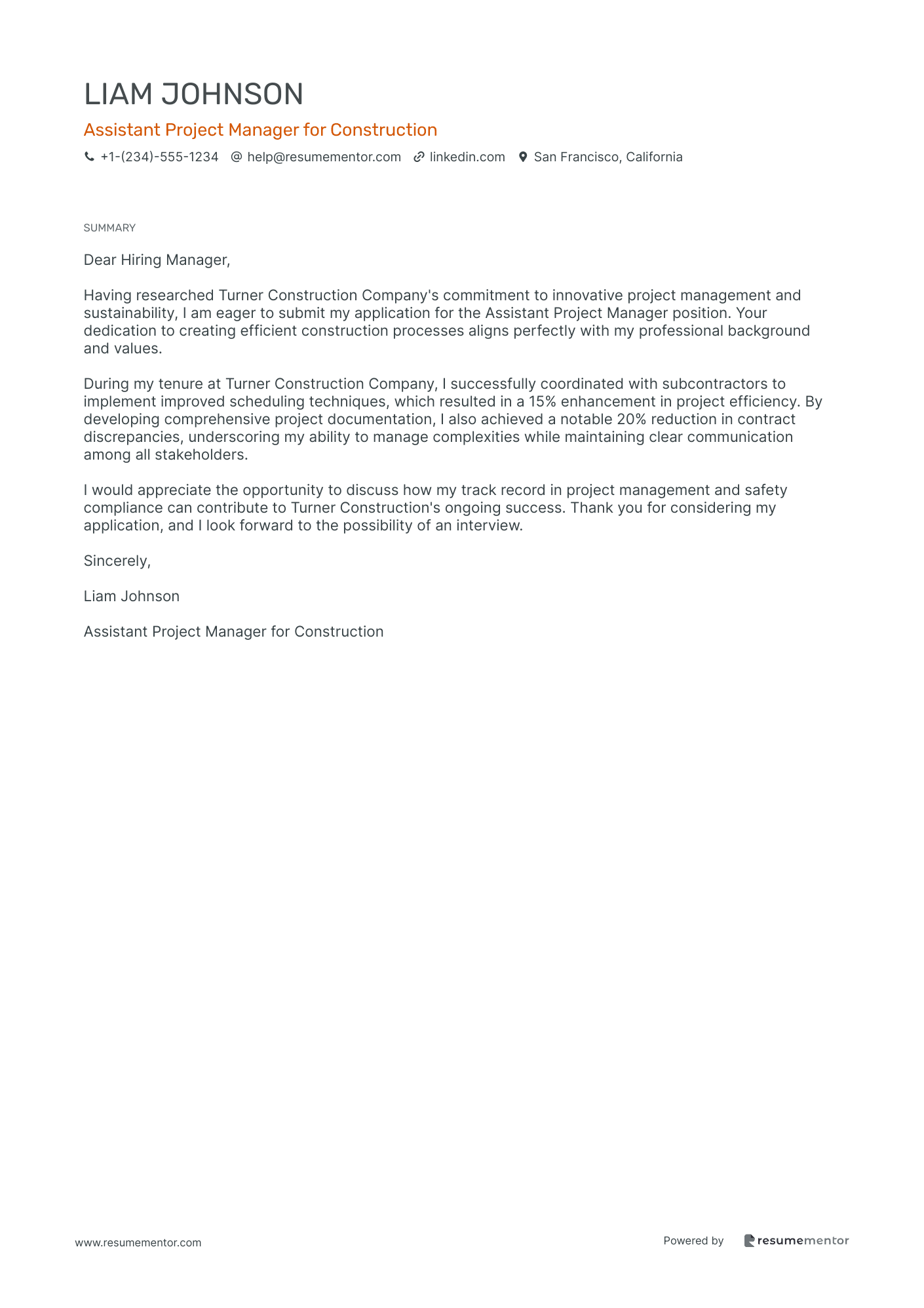 Assistant Project Manager for Construction