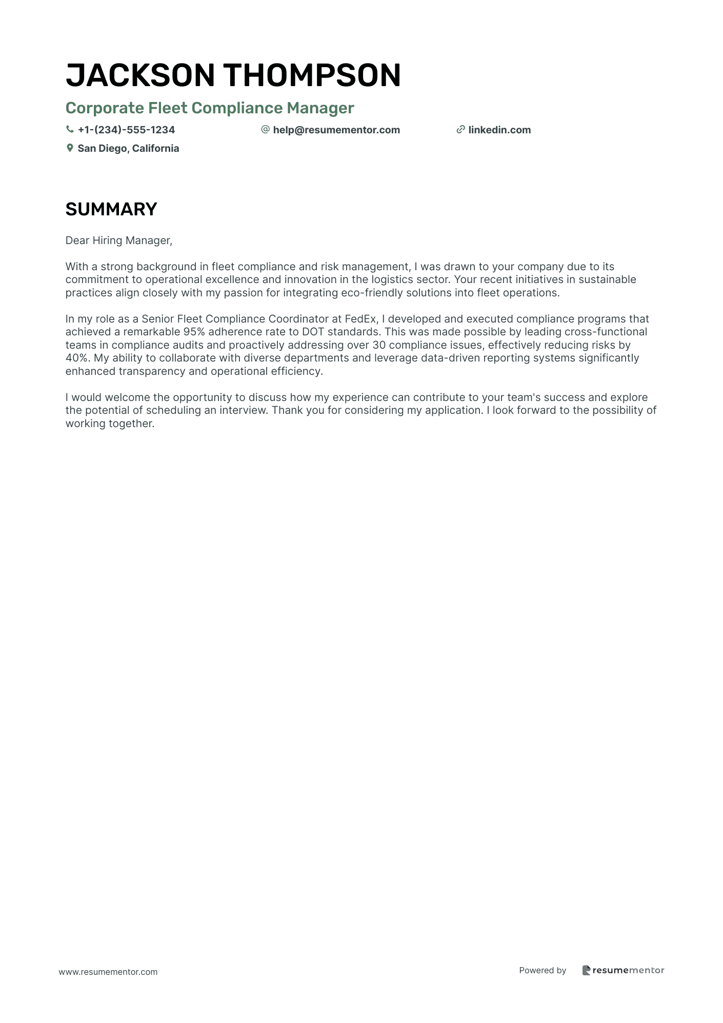 Corporate Fleet Compliance Manager