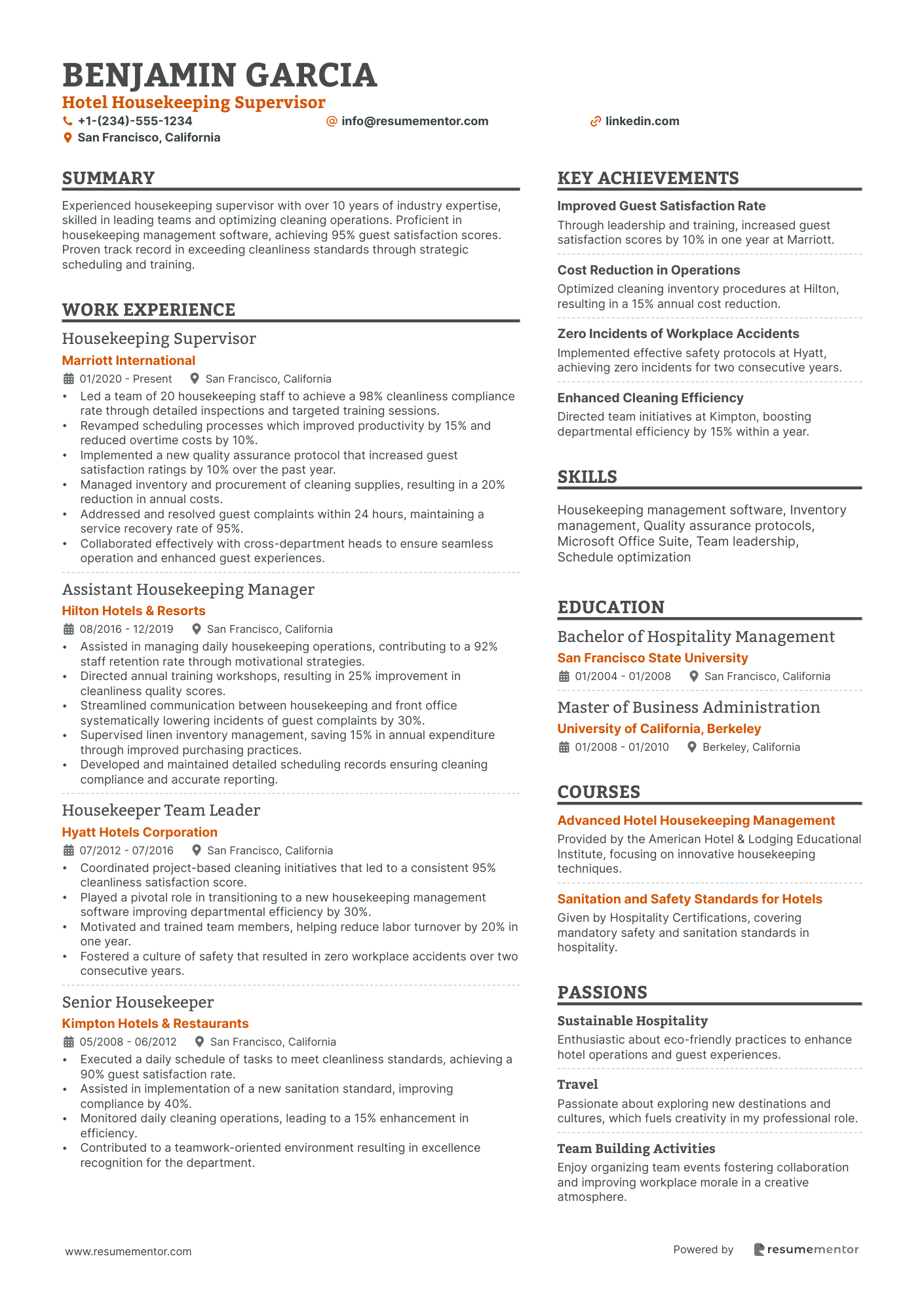 Hotel Housekeeping Supervisor