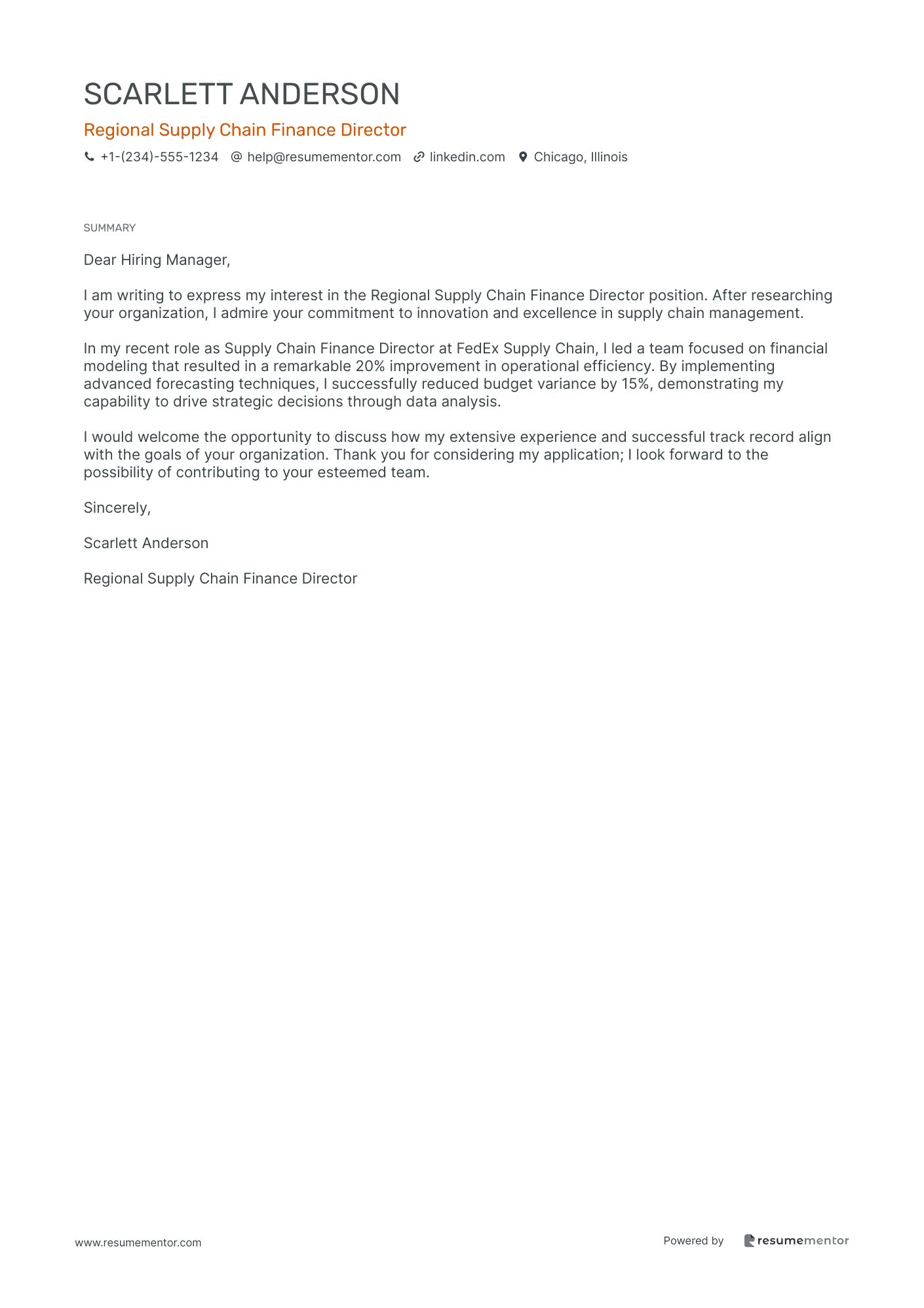 Regional Supply Chain Finance Director