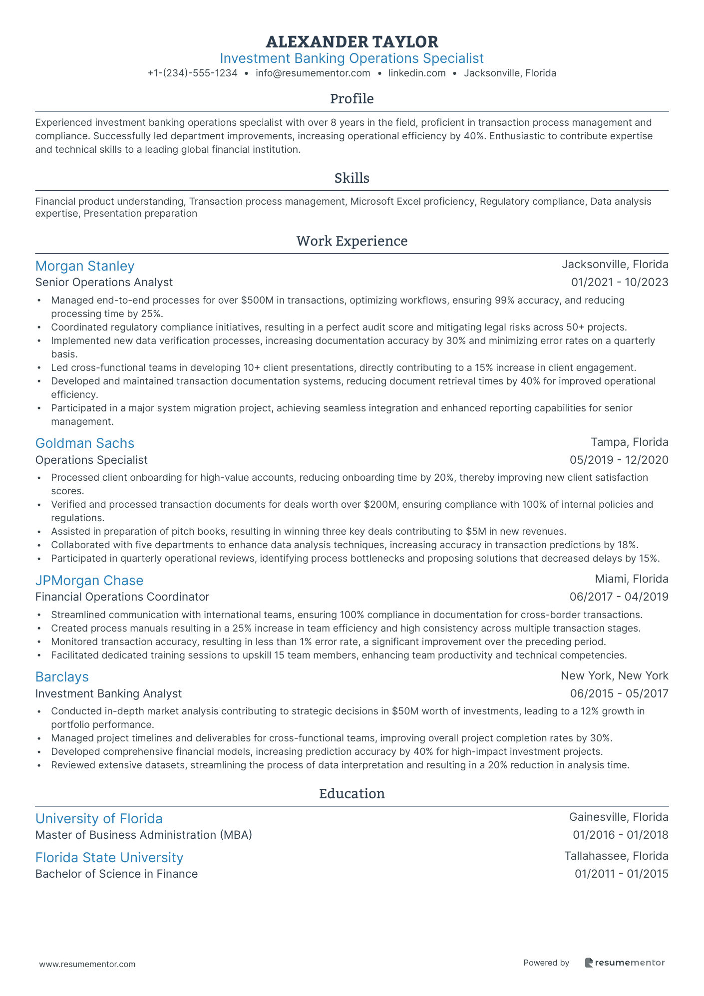 Investment Banking Operations Specialist