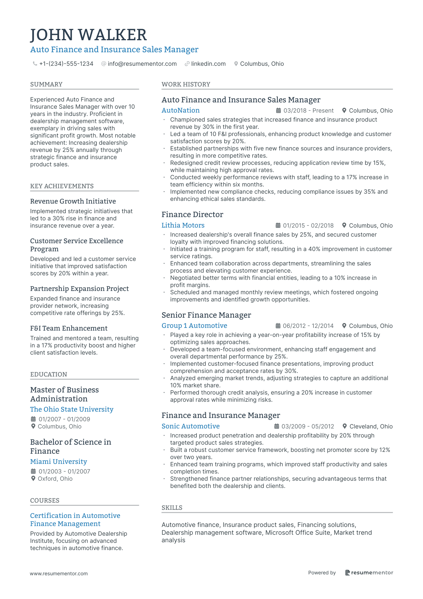 Auto Finance and Insurance Sales Manager
