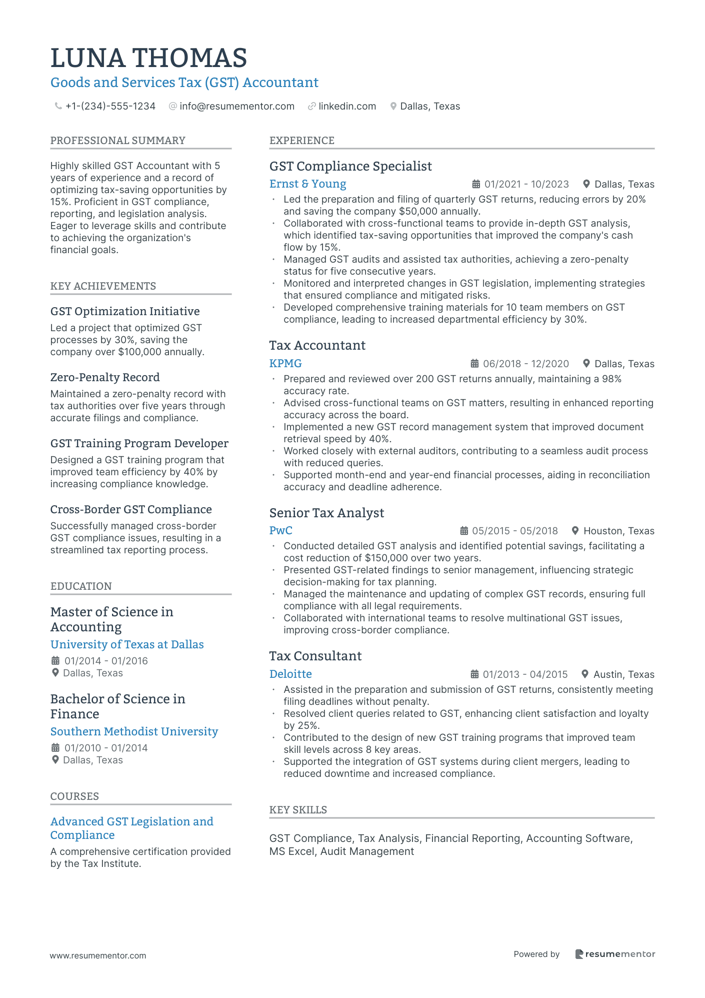 Goods and Services Tax (GST) Accountant