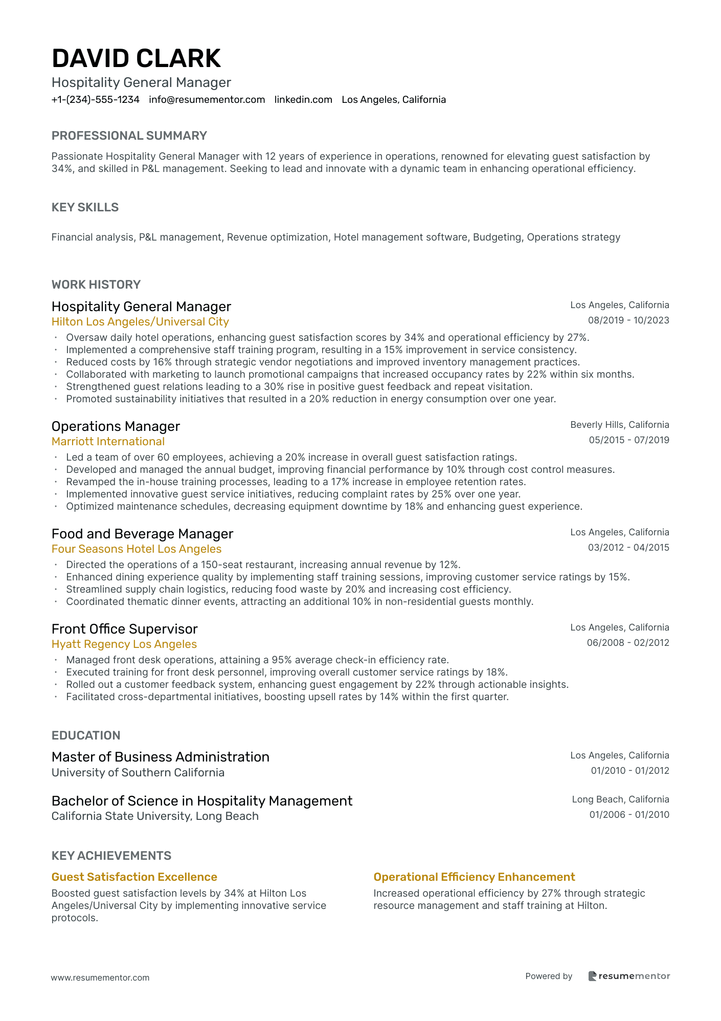 Hospitality General Manager
