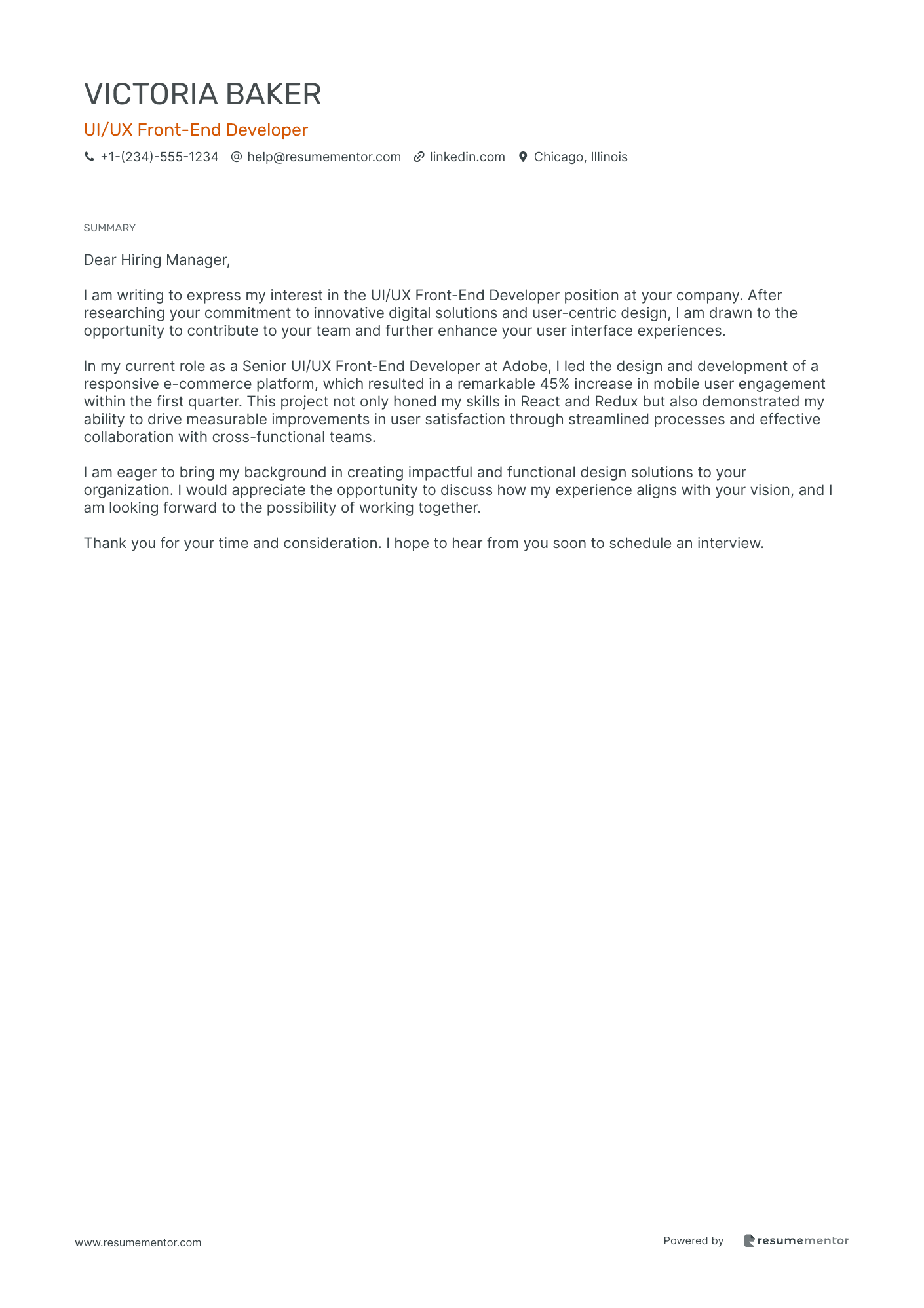 UI/UX Front End Developer
