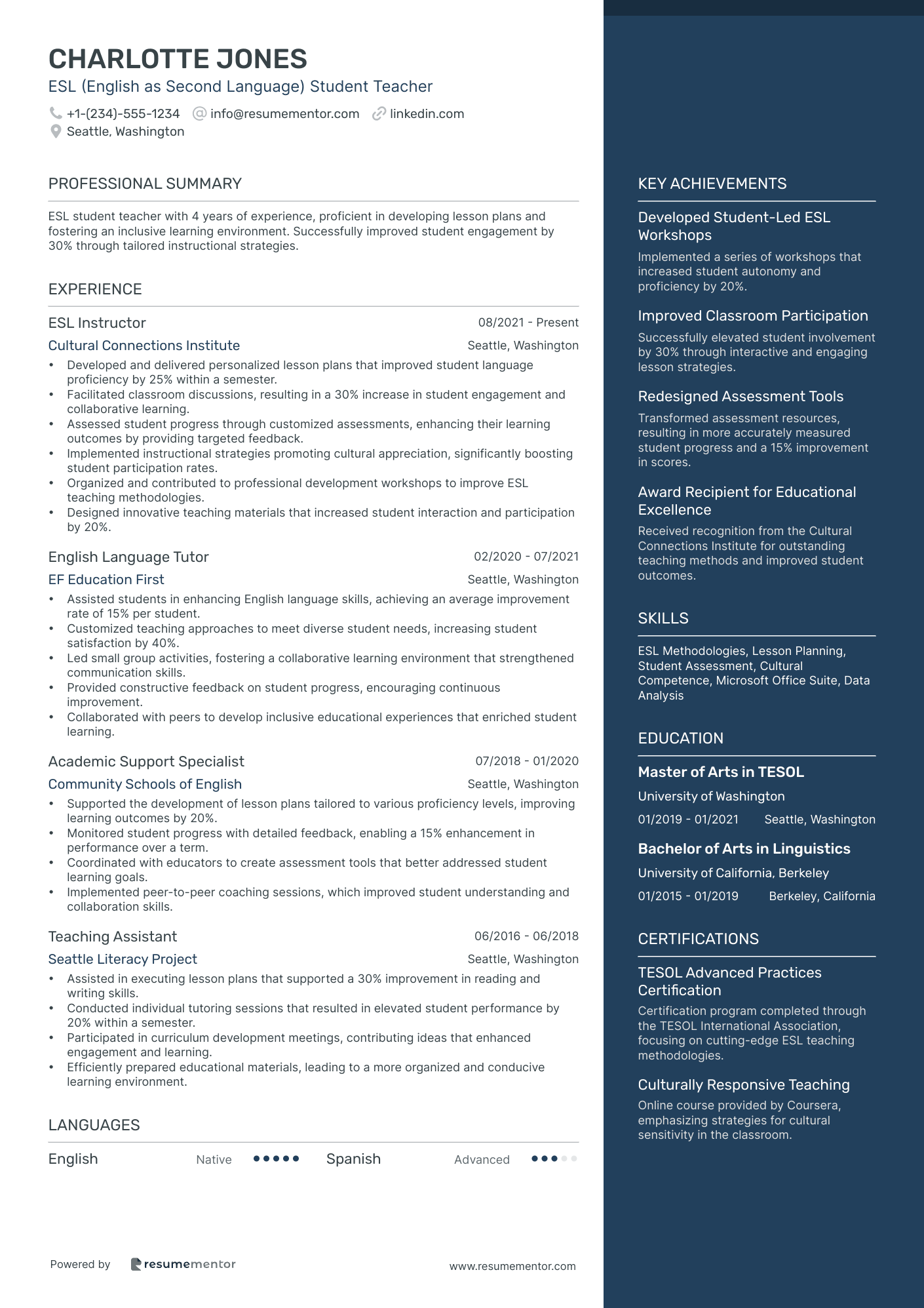 ESL (English as Second Language) Student Teacher
