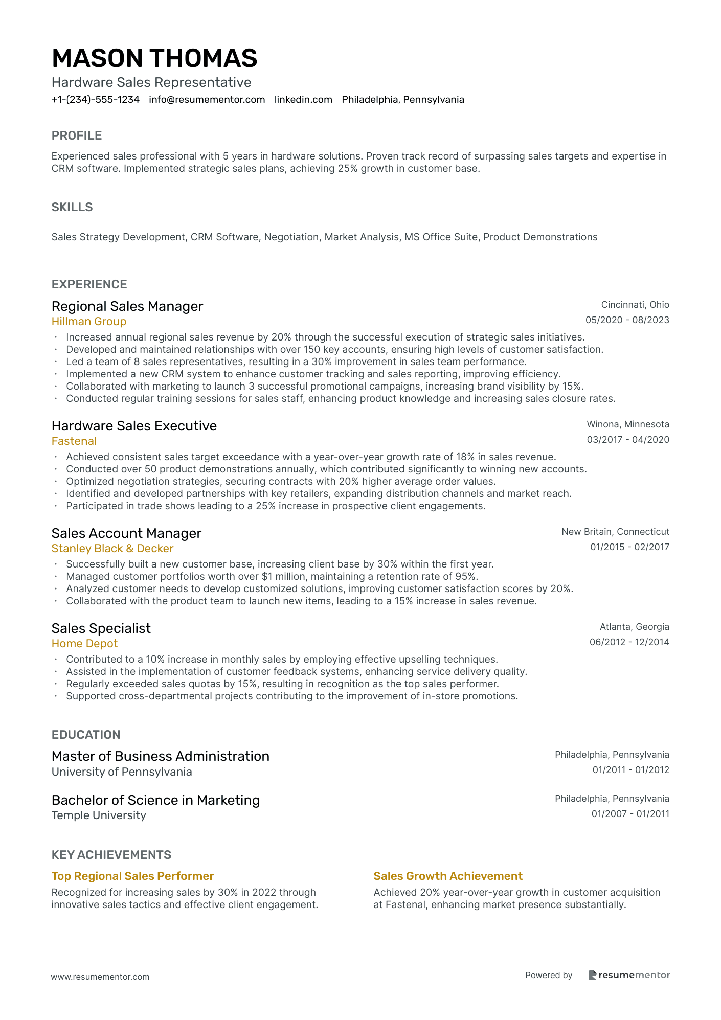Hardware Sales Representative