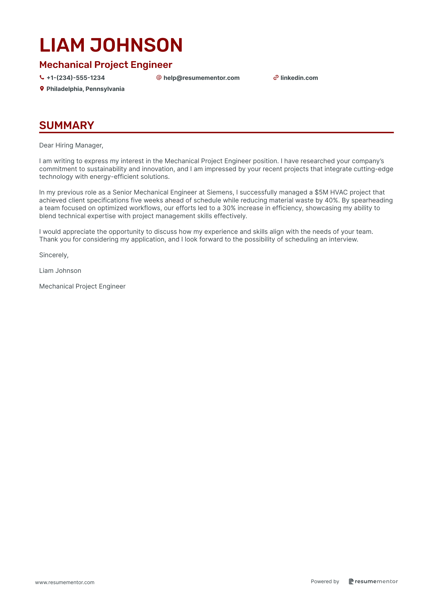 Mechanical Project Engineer