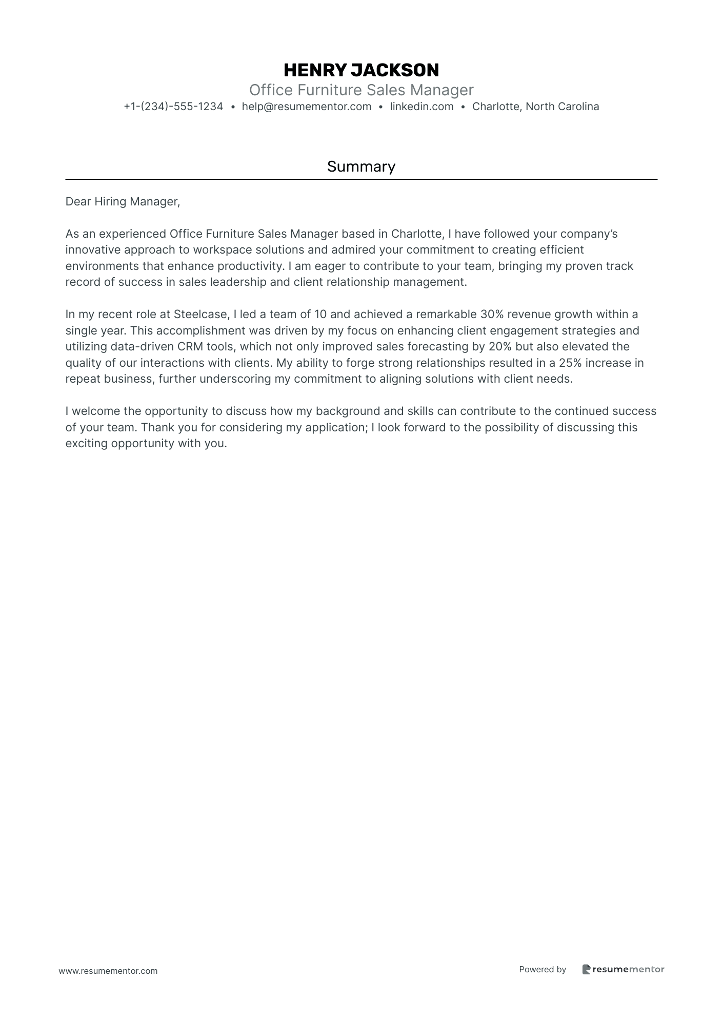 Office Furniture Sales Manager