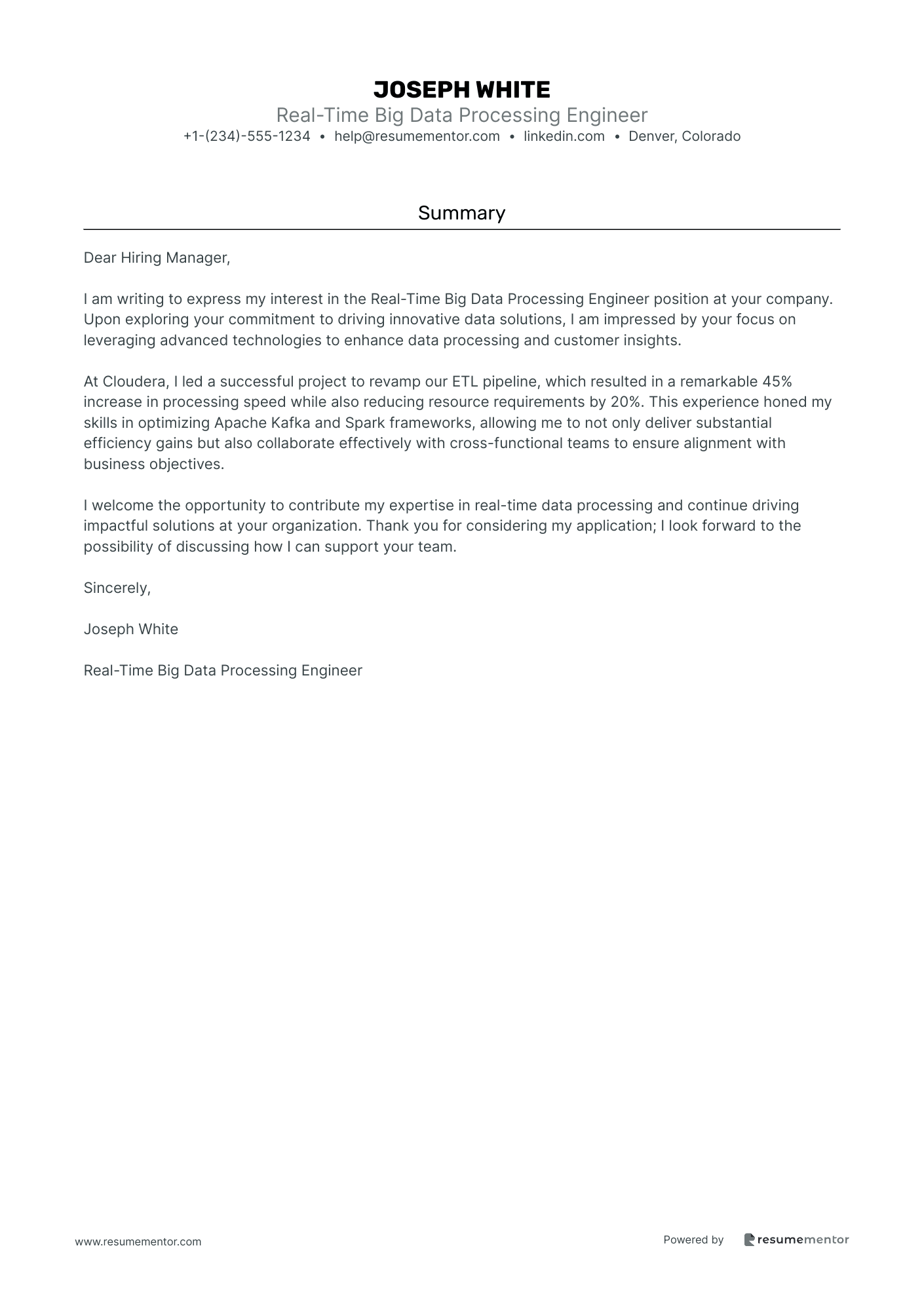 Real Time Big Data Processing Engineer