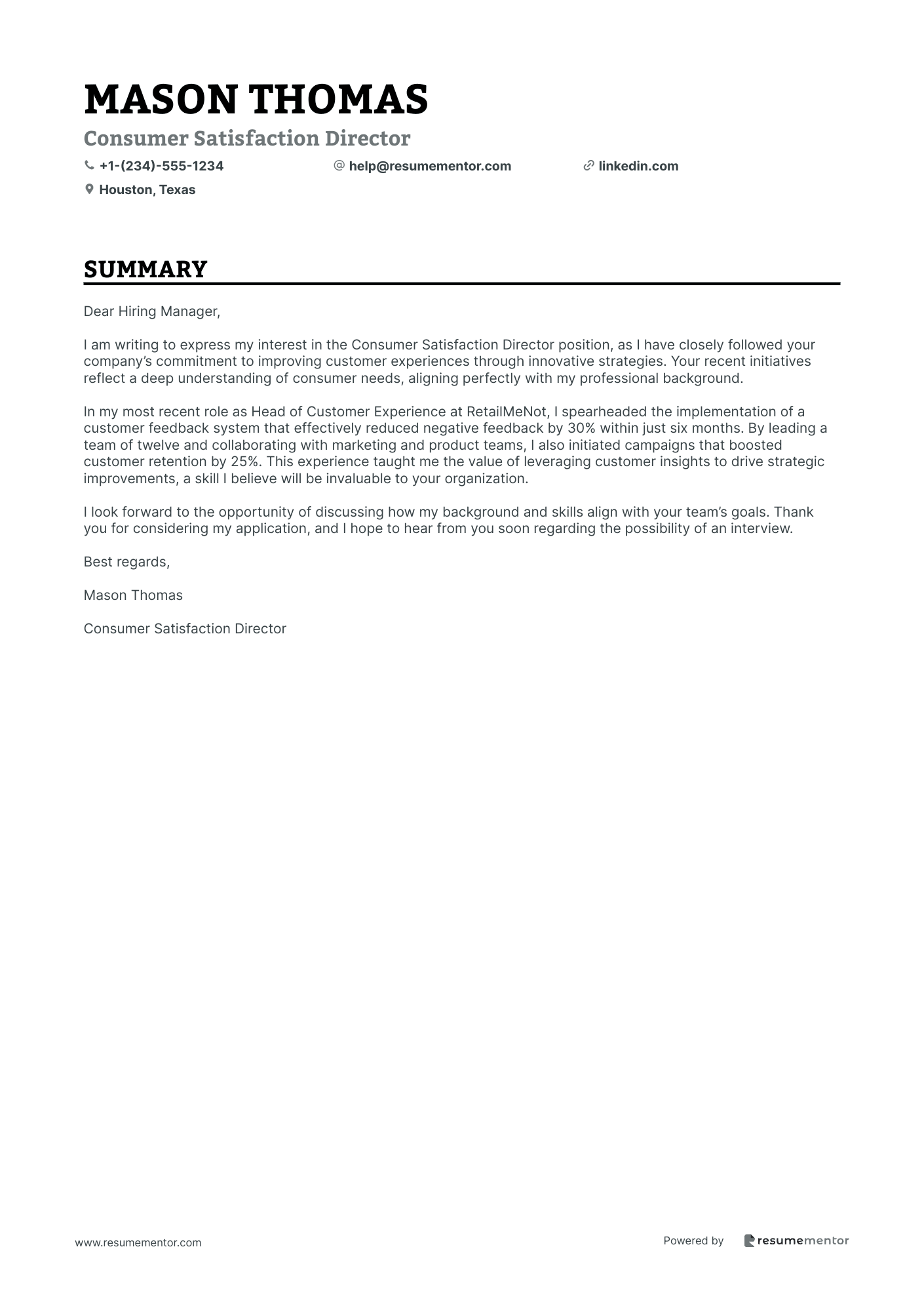 Consumer Satisfaction Director