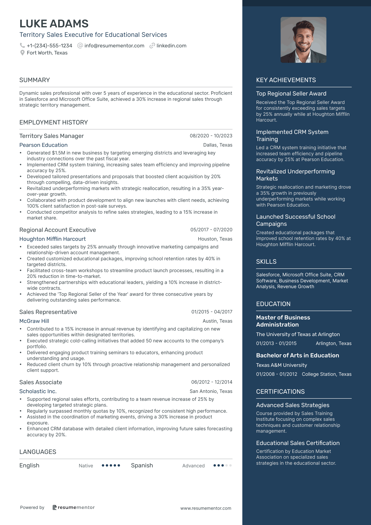 Territory Sales Executive for Educational Services