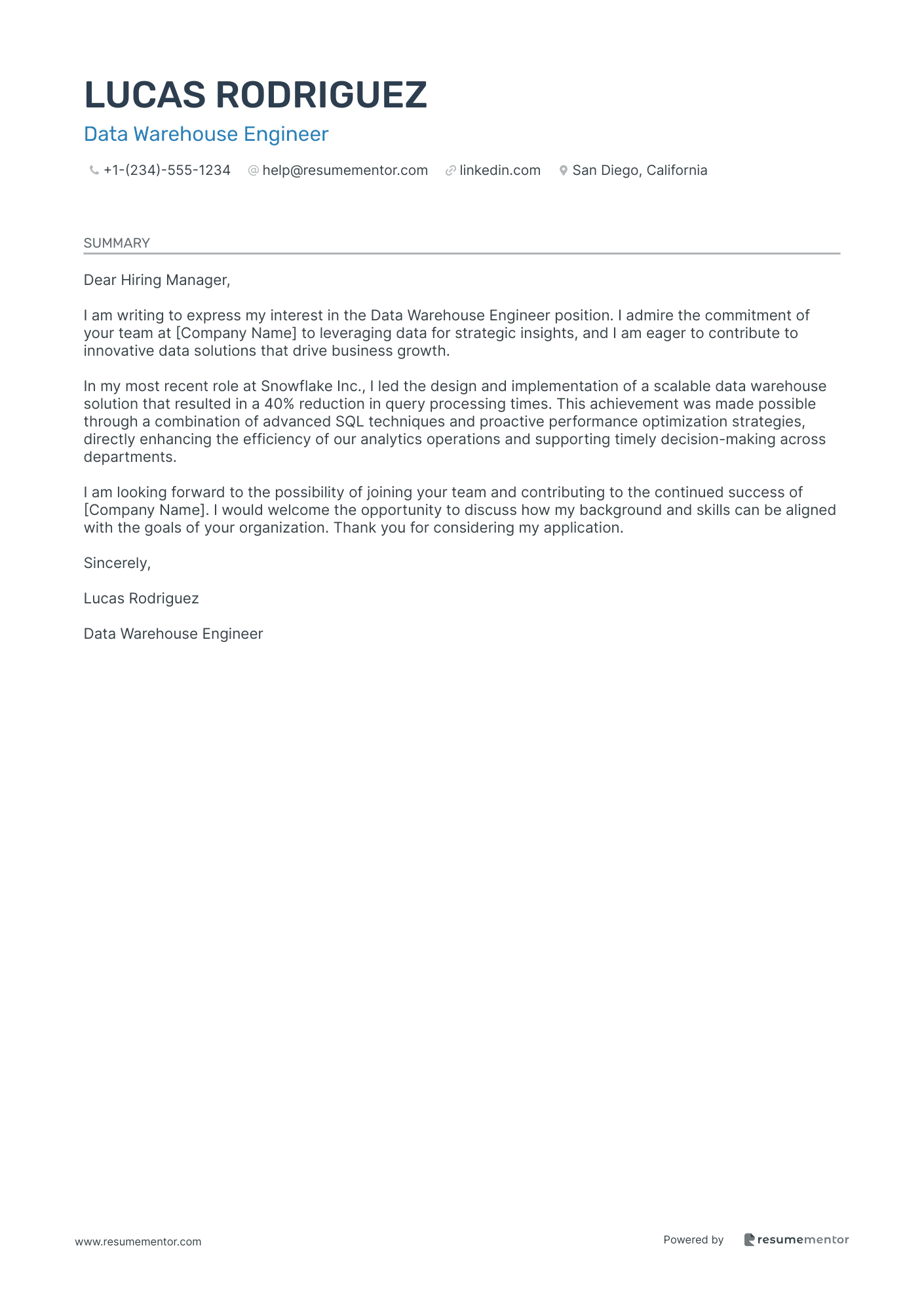 Data Warehouse Engineer