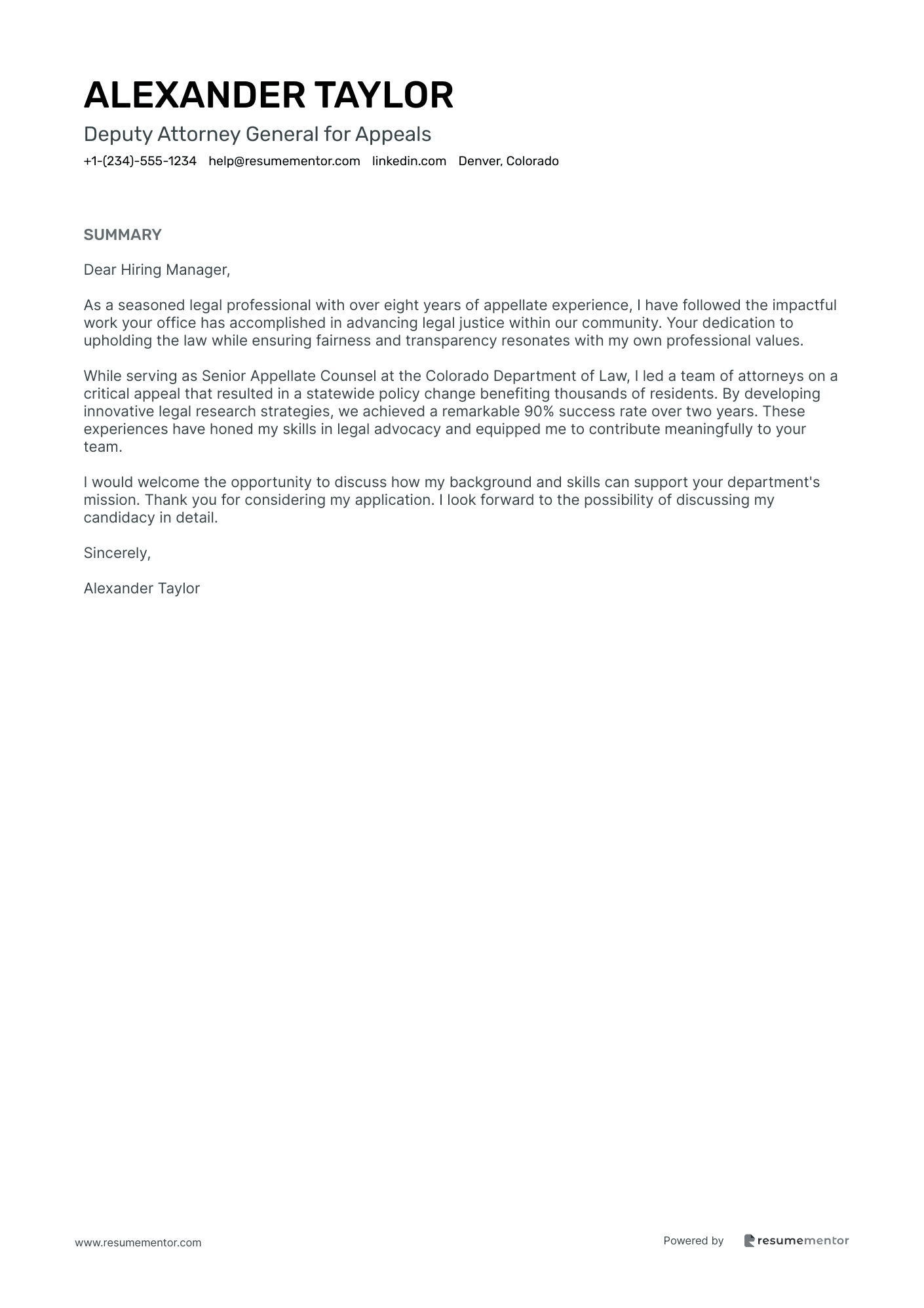 Deputy Attorney General for Appeals
