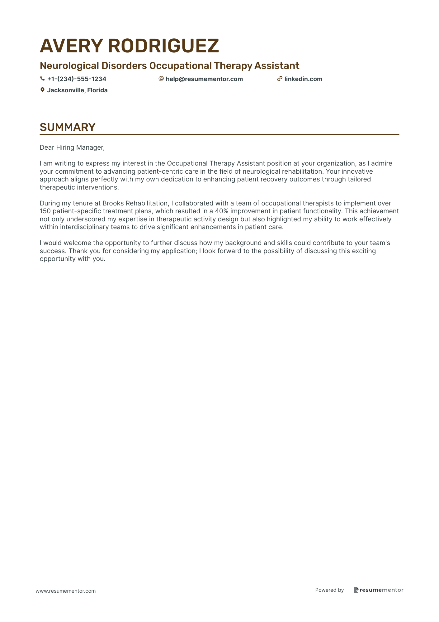 Neurological Disorders Occupational Therapy Assistant