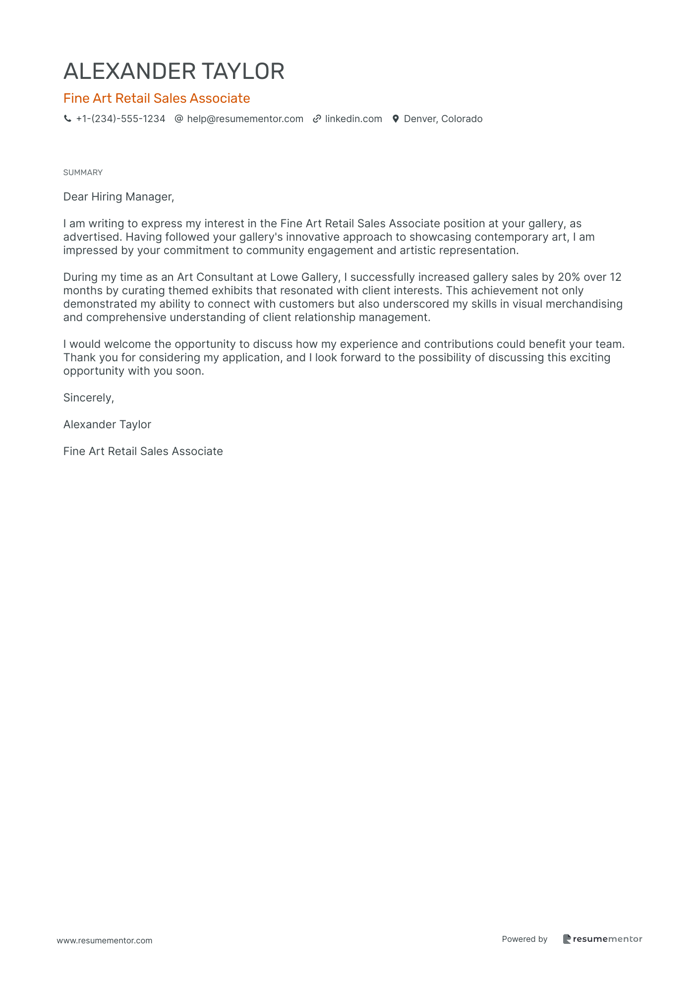 Fine Art Retail Sales Associate