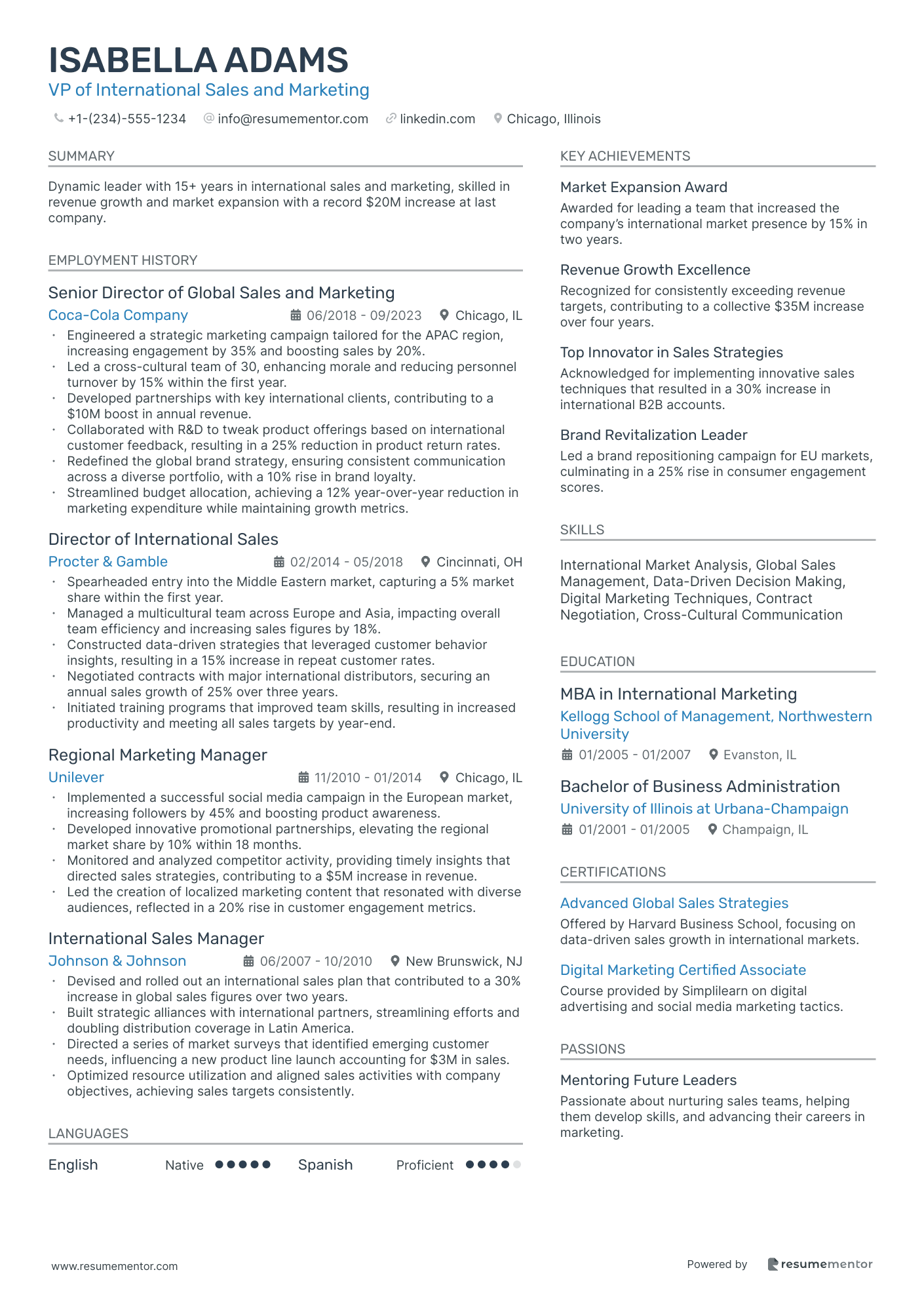 VP of International Sales and Marketing