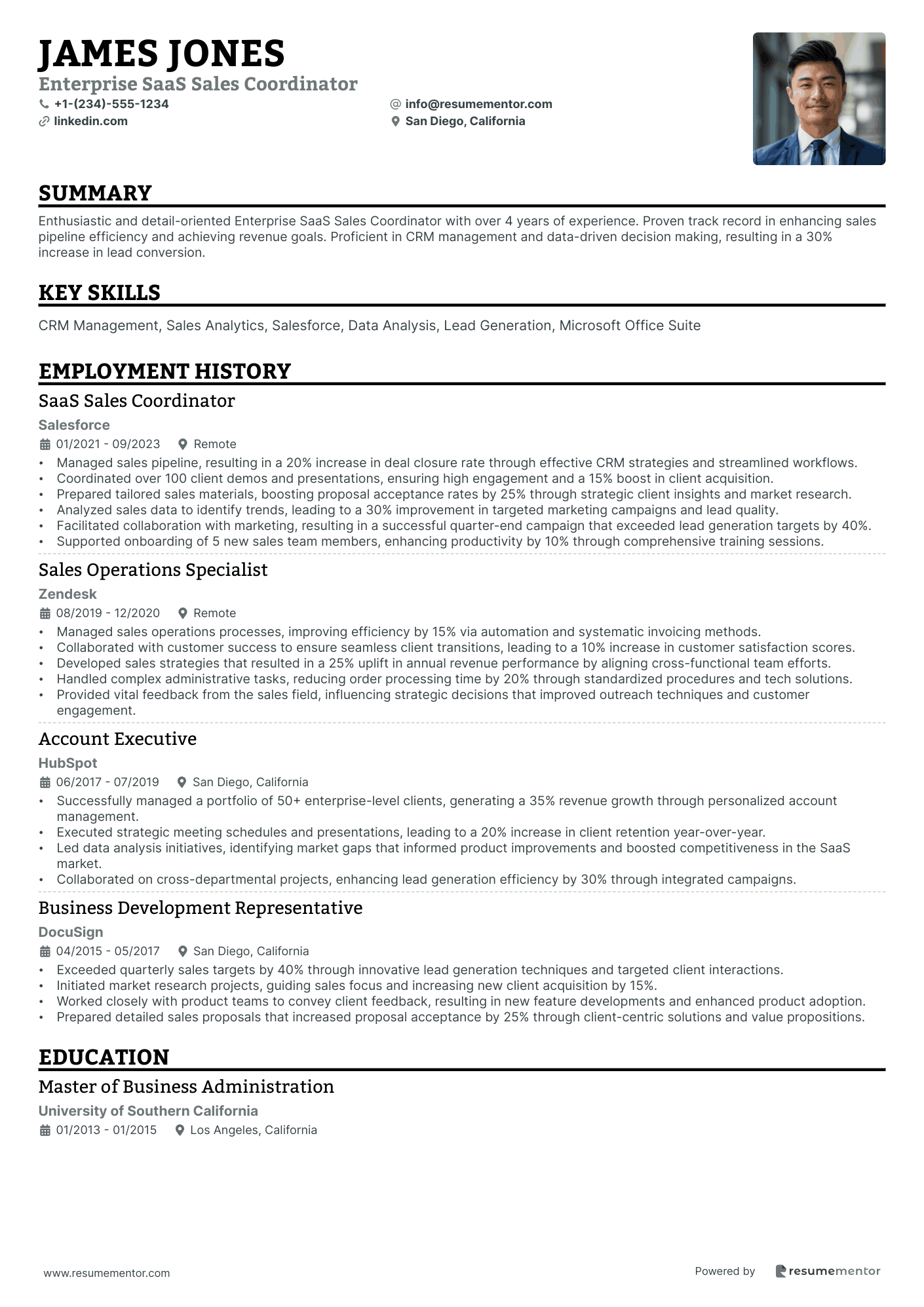 Enterprise SaaS Sales Coordinator